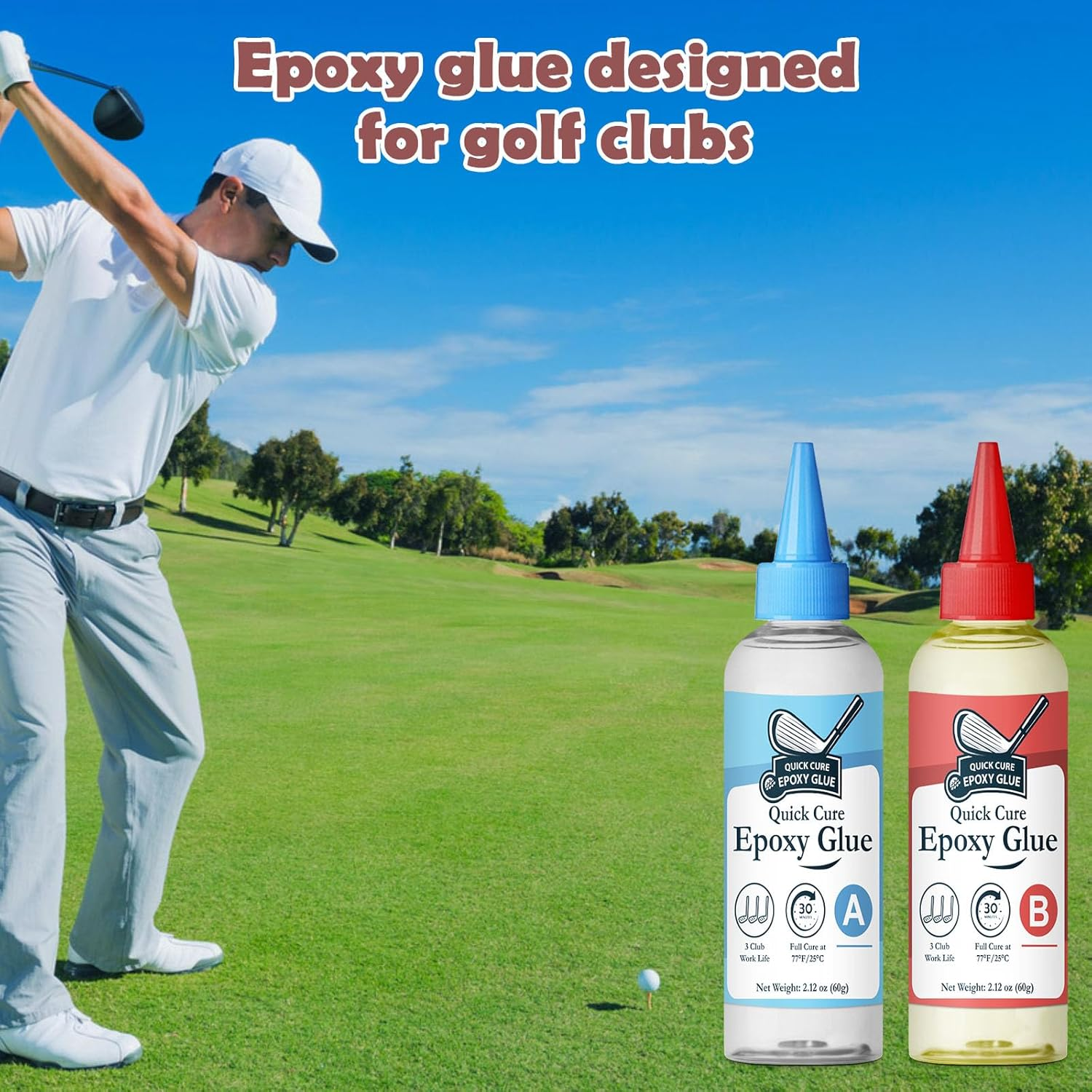 Quickly Cure Golf Club Epoxy 4.23Oz, Quick Cure Transparent Durable Golf Glue, Golf Shaft Epoxy Used to Repair All Clubs, Heads, Drivers, Putters and Irons image number 1