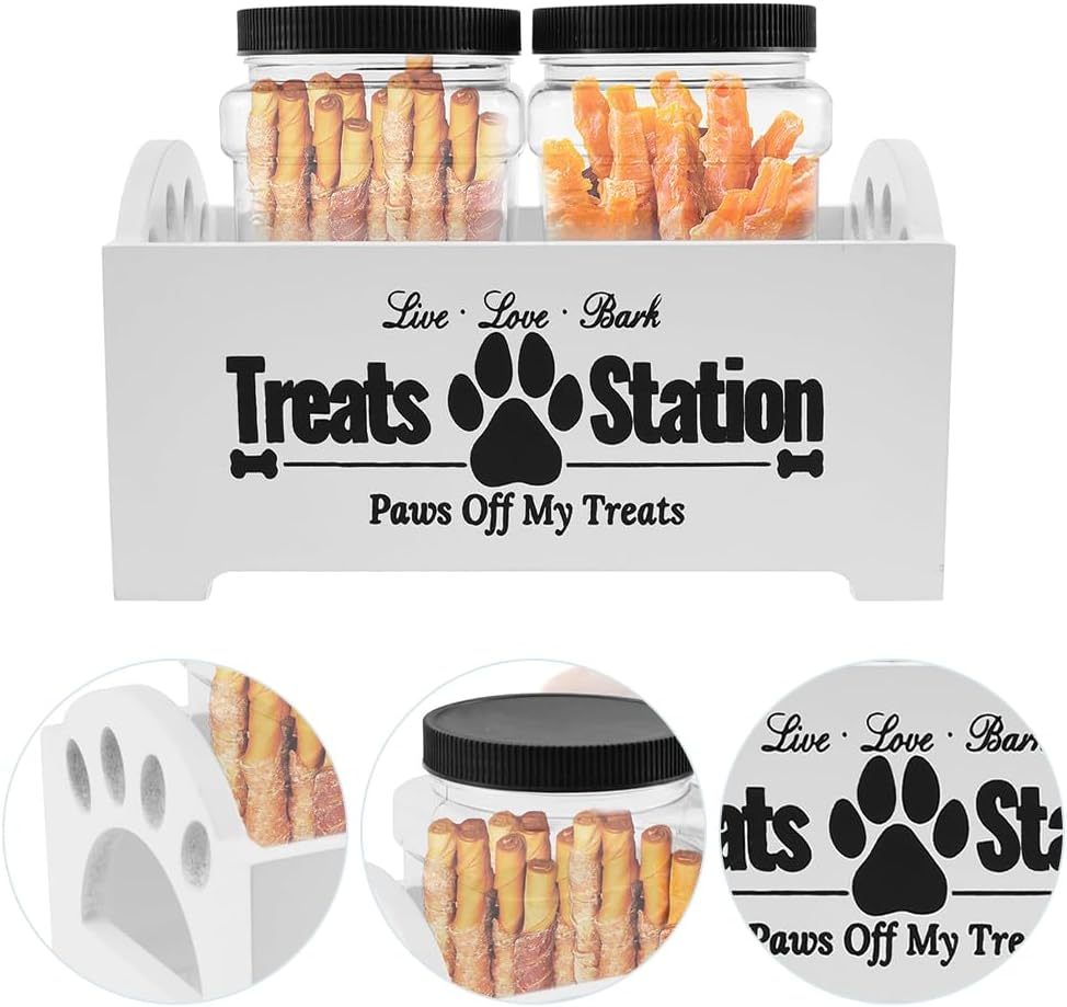 Pet Treat Storage Container, Portable Dog Treat Containers, Mutifunction Storage Canister, Modern Farmhouse Dog Treats Container with Handles 2 Jars ﻿ image number 3
