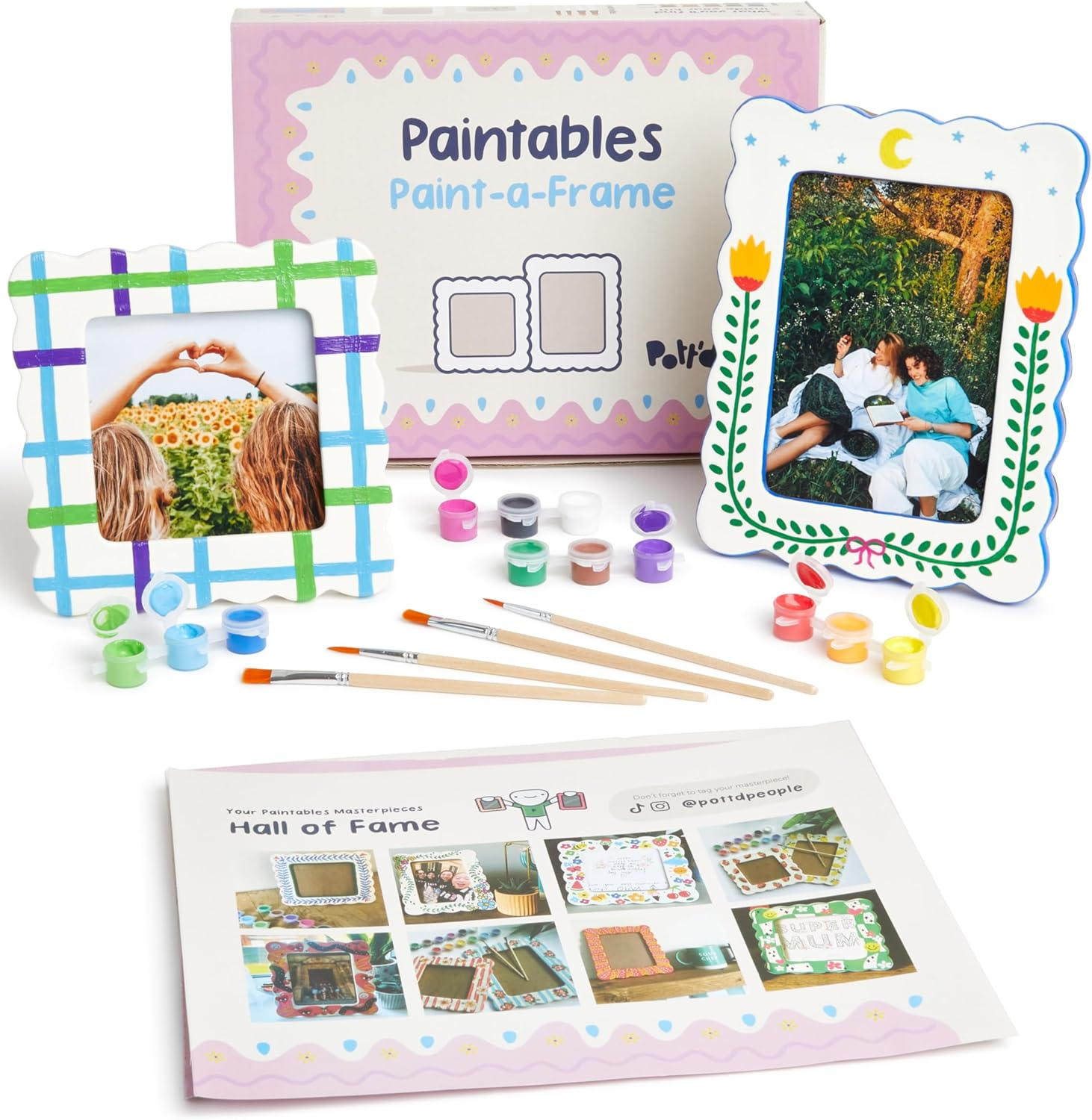 Pott&rsquo;D Paint-A-Frame Pottery Painting Kit - Personalised Photo Frame DIY Craft Set - Includes, Photo Frames, Paints, and Step-By-Step Guide