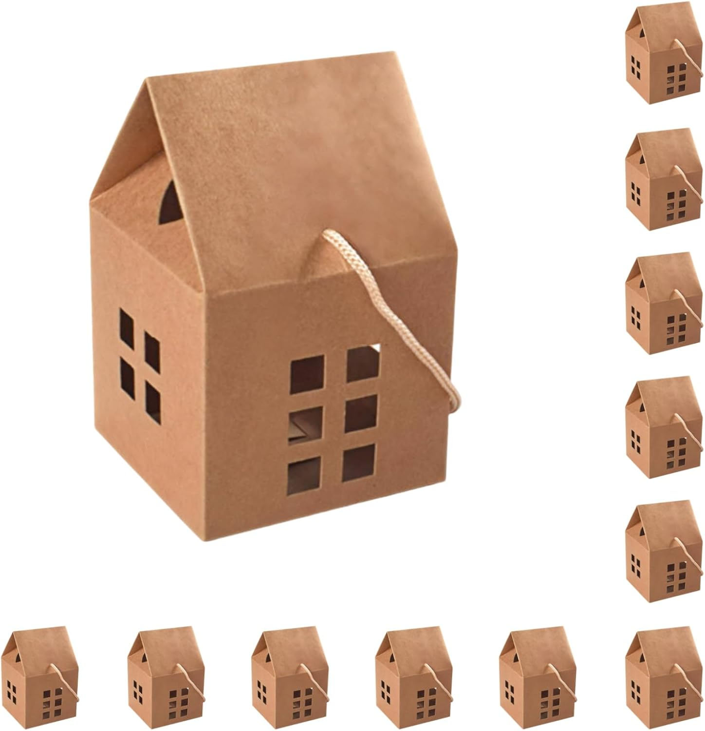 HAN SHENG 30 Pcs House Shaped Candy Boxes Kraft Paper Gift Boxes Wedding Favor Boxes Candy Storage Boxes Packing Boxes Decoration for Wedding Christmas Birthday Party Ornament Container image number 2