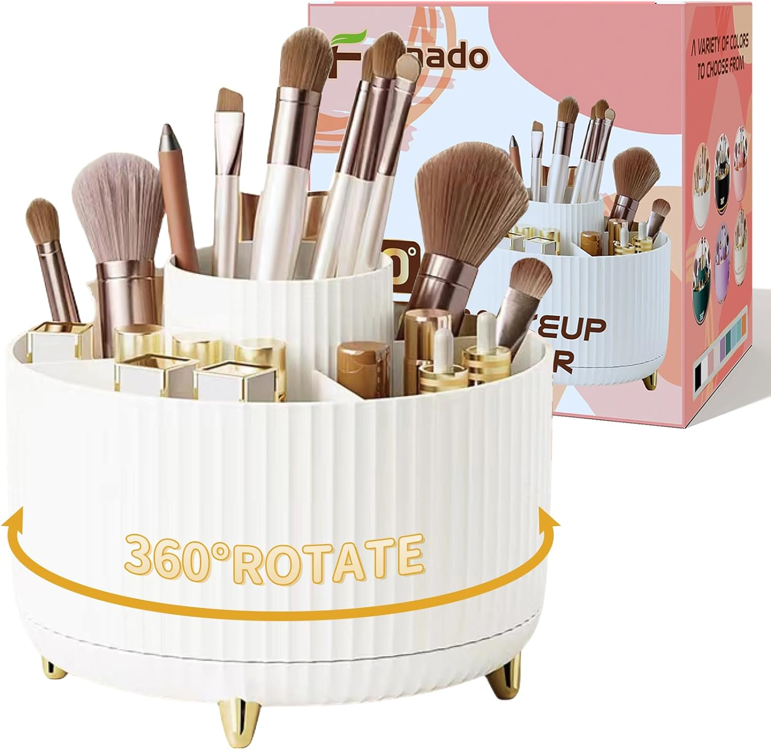 360&deg; Rotating Makeup Organizer Countertop, Lazy Susan Organizer, Makeup Organization Skincare Storage for Vanity, Desktop, Bathroom (Rotate Makeup Organizer Large-White) - Bling Dz-Purple image number 7