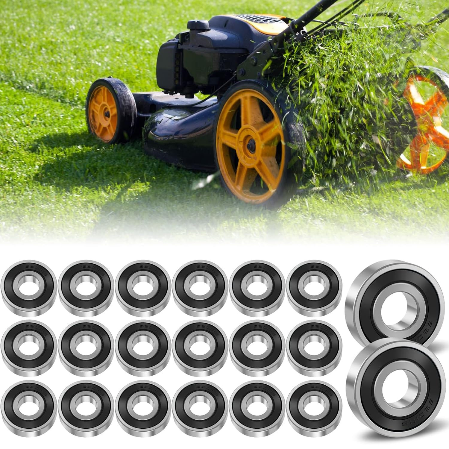 20Pcs Deep Groove Ball Bearing Set 6201-2RS 6202-2RS Bearing Steel Double Rubber Seal Bearing Low Noise Bearings Kit 12&times;32&times;10Mm 15&times;35&times;11Mm for Household Appliances Gears(6202-2Rs,Silver Black) image number 4