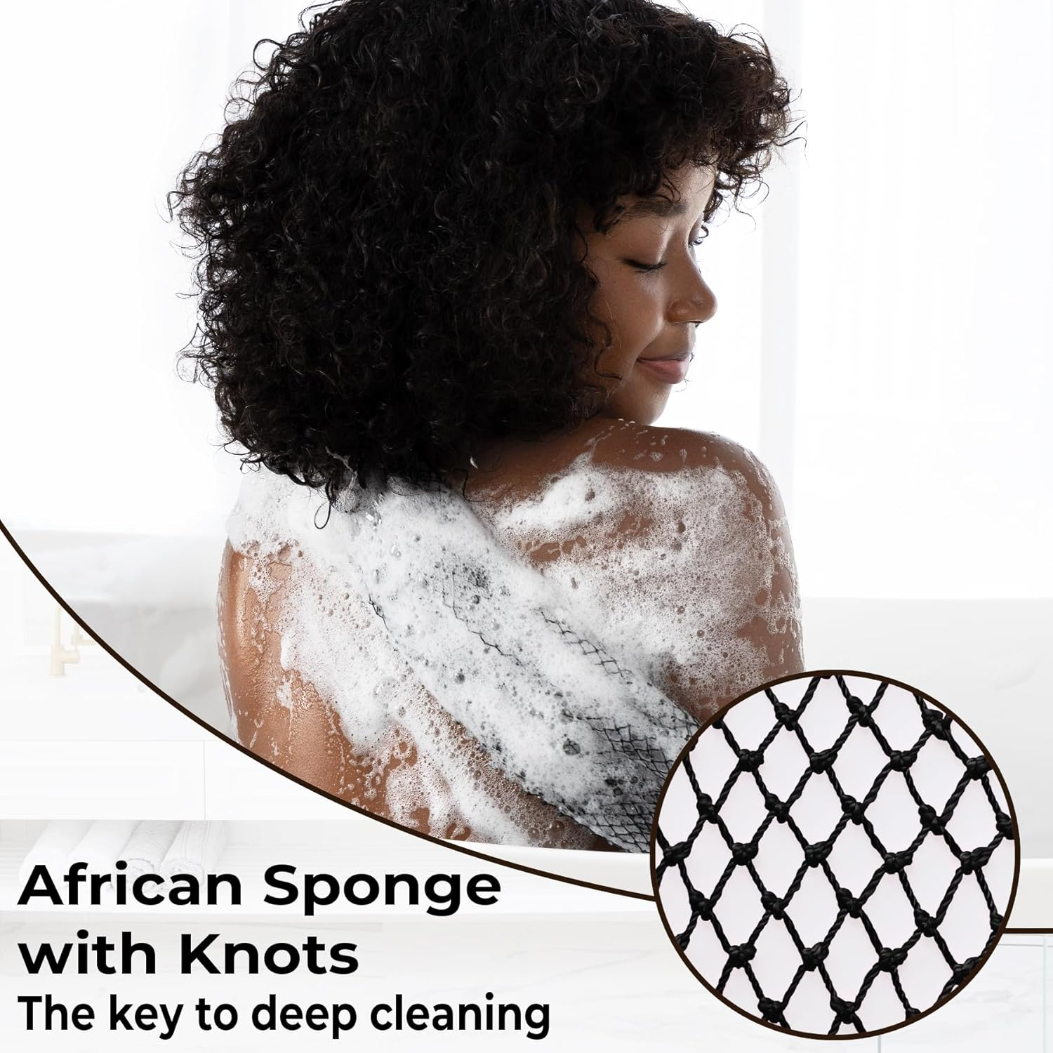 African Net Sponge Authentic - Real African Exfoliating Body Scrubber Sponge with Knots - Shower Washcloths for Exfoliator - Body Care Bathing Accessories image number 5