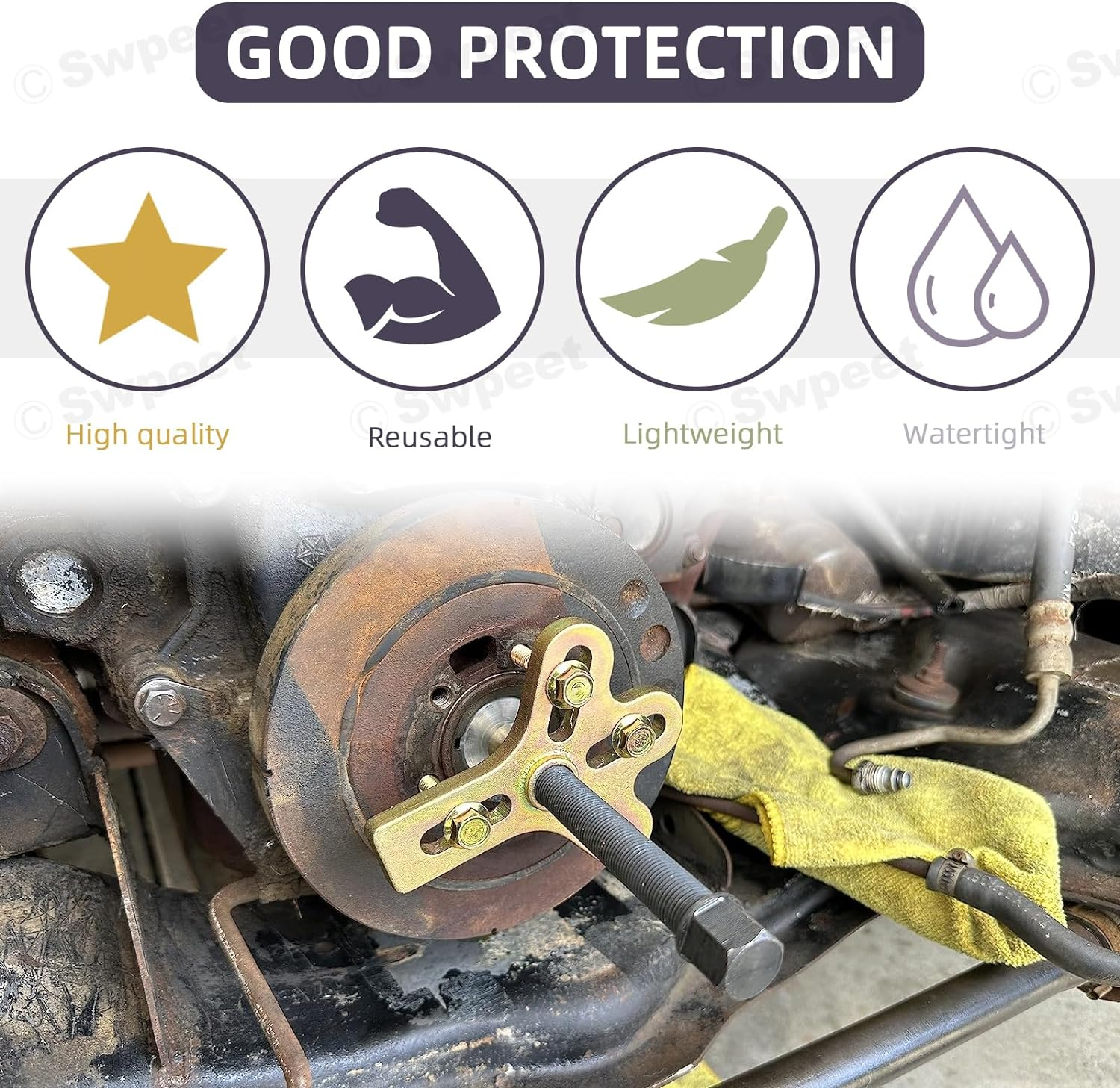 Swpeet 13Pcs Harmonic Balancer Steering Wheel Puller Kit Includes Web Plate Pressure Tip and Screw 10Pcs 2/3/4" Bolts for Flywheel Puller Gear Puller Steering Wheel Puller and Crankshaft Pulley Puller image number 6