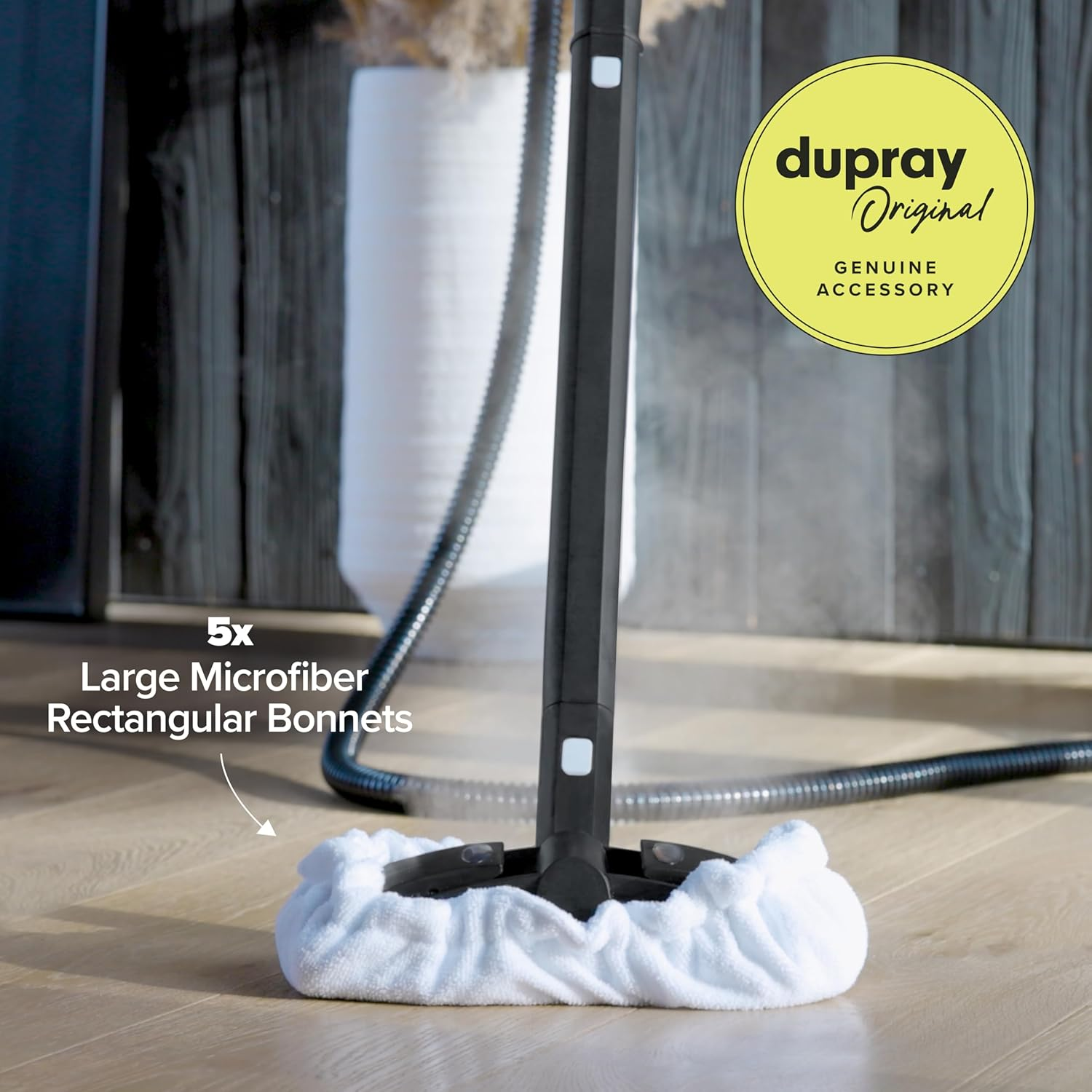 Dupray Large Rectangle Bonnets &ndash; Reusable Microfiber Steam Cleaner Pads, Heavy-Duty Steam Mop Accessories for Deep Cleaning Floors, Tiles, Grout, Walls, Kitchen Surfaces &ndash; Pack of 5 White