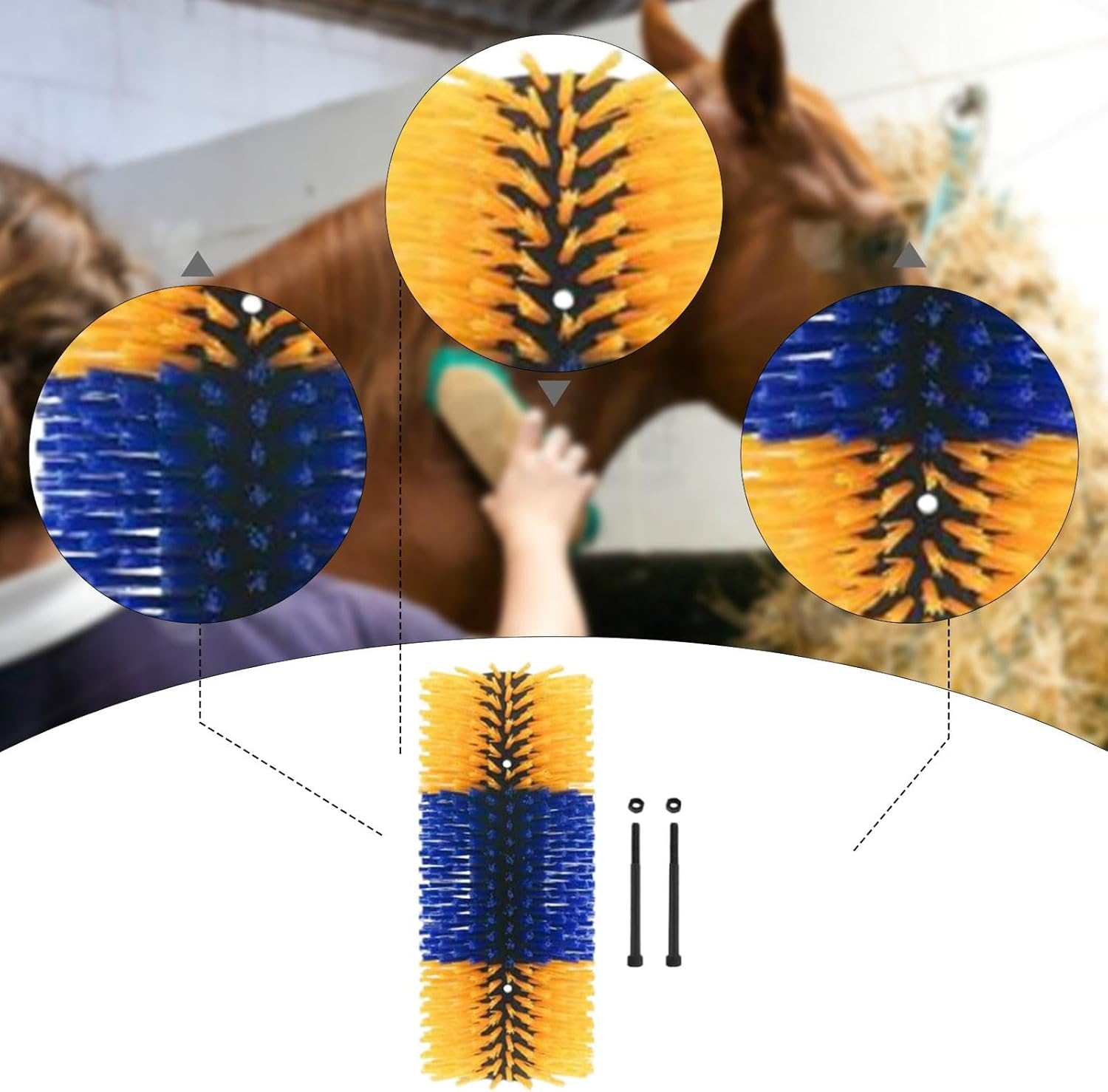 JISADER Livestock Scratching Brush, Back Scratching Massage Brush for Livestock, Cattle, Cow, Goat, Horse, Yellow Blue image number 1