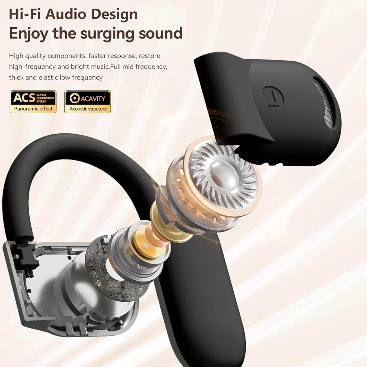 AI Translation Earbuds Real Time - Translator Earbuds for 144 Languages, Open-Ear Design, LED Display 3-In-1 Translation Headphones, Aud&iacute;fonos Traductores, Perfect for Travel & Business (Black) image number 2