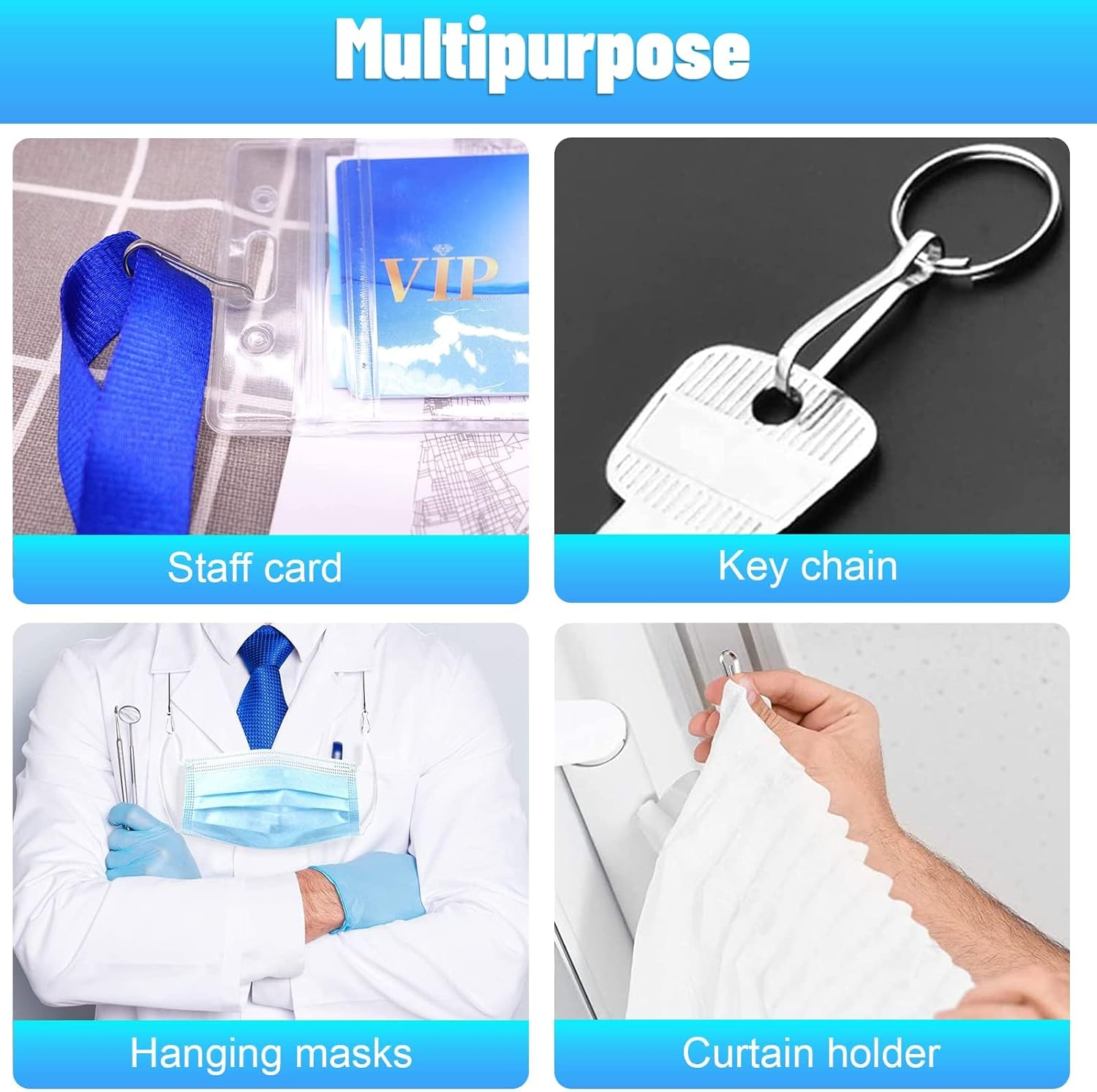 Metal Spring Hooks, 160 Pcs Lanyard Zipper Pull Key Chain Hanging Snap Clip Buckles Small Tools (28Mm* 8Mm) image number 6