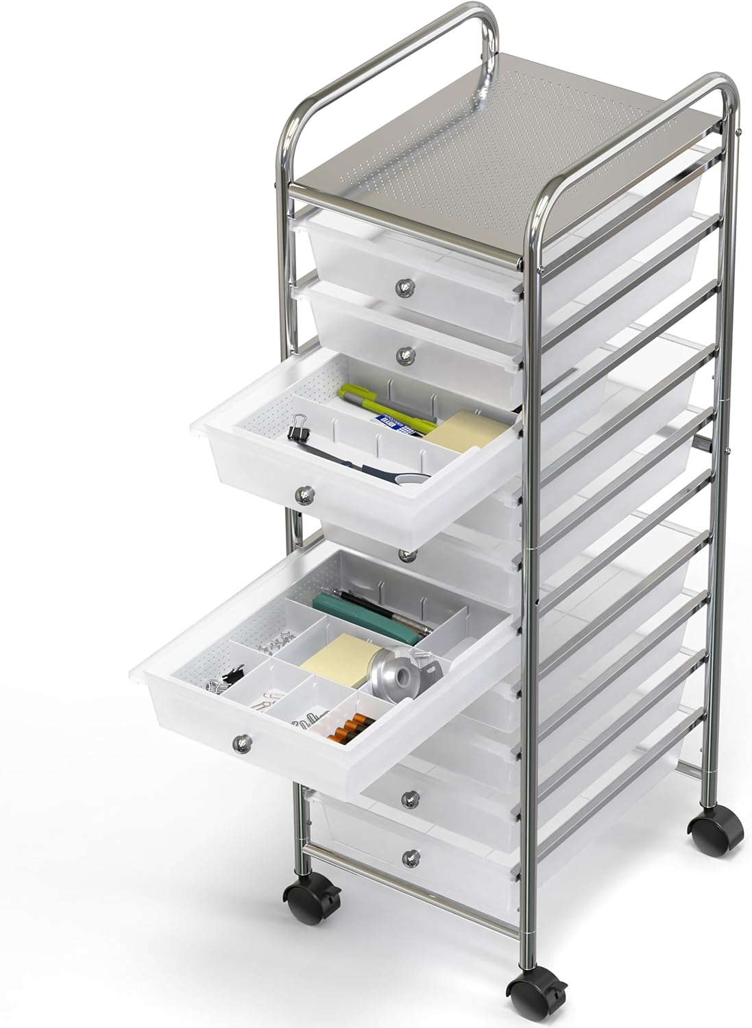 Simple Houseware Desk Drawer Organiser with 9 Adjustable Compartments, White