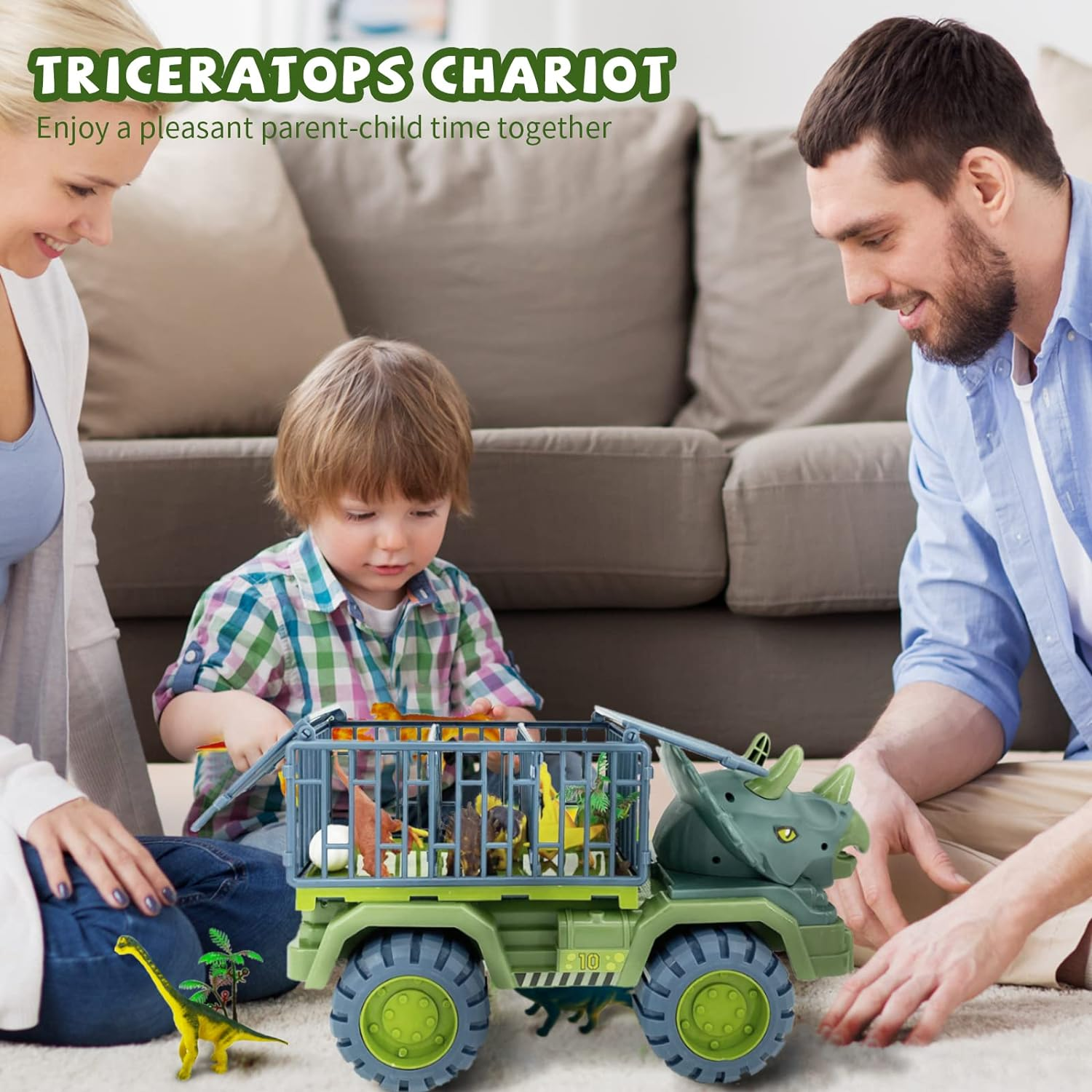 Dinosaur Truck Toy for Kids 3-7, Vehicle Carrier Car Toys with Dino Figures & Play Mat, Fun Toy Set Gifted for Boys and Girls, Exciting Adventures Await! image number 2