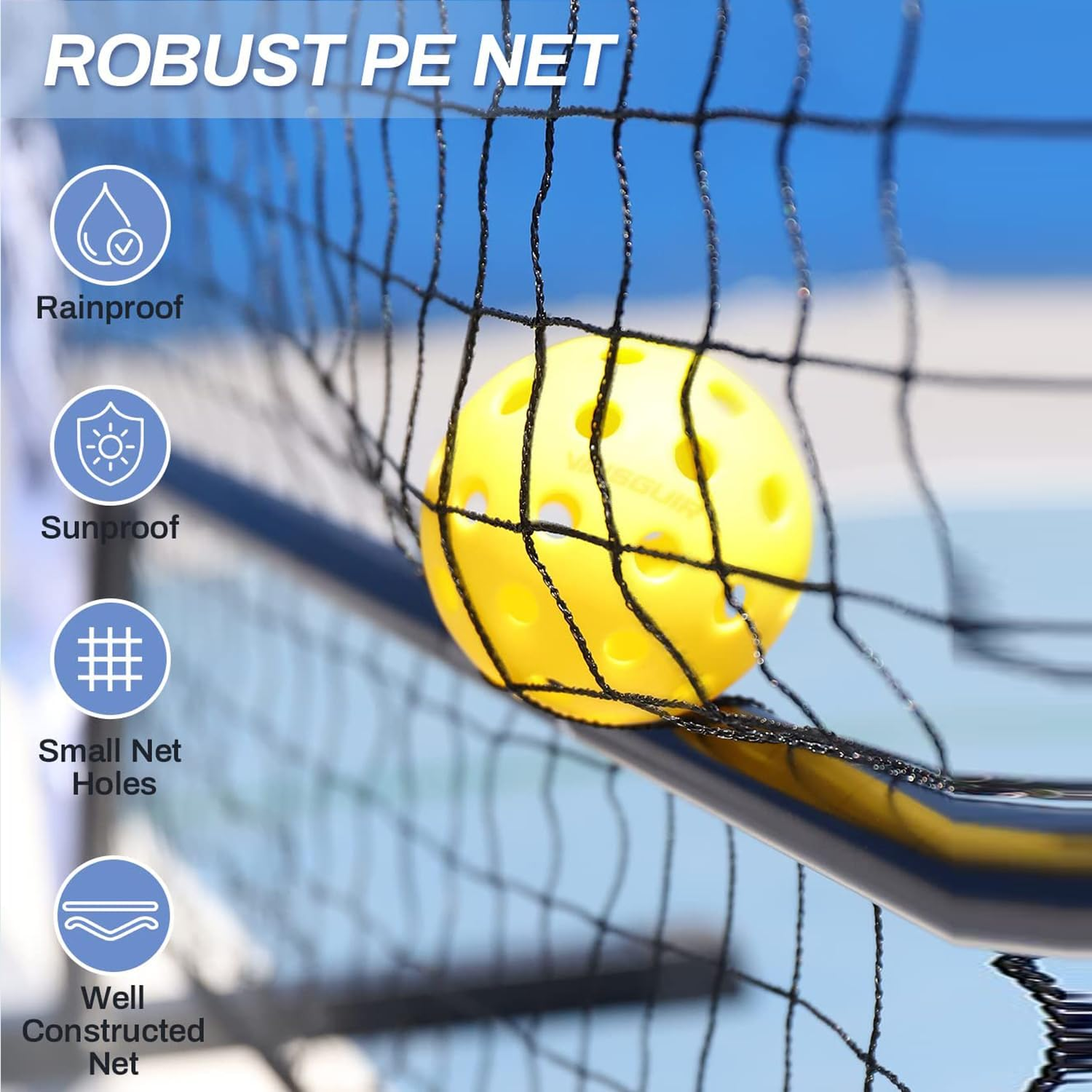 PTEROMYS Portable Pickleball Net Indoor Outdoor Regulation Size 22 FT & Half Court 11 FT Designed for All Weather Conditions - White image number 3