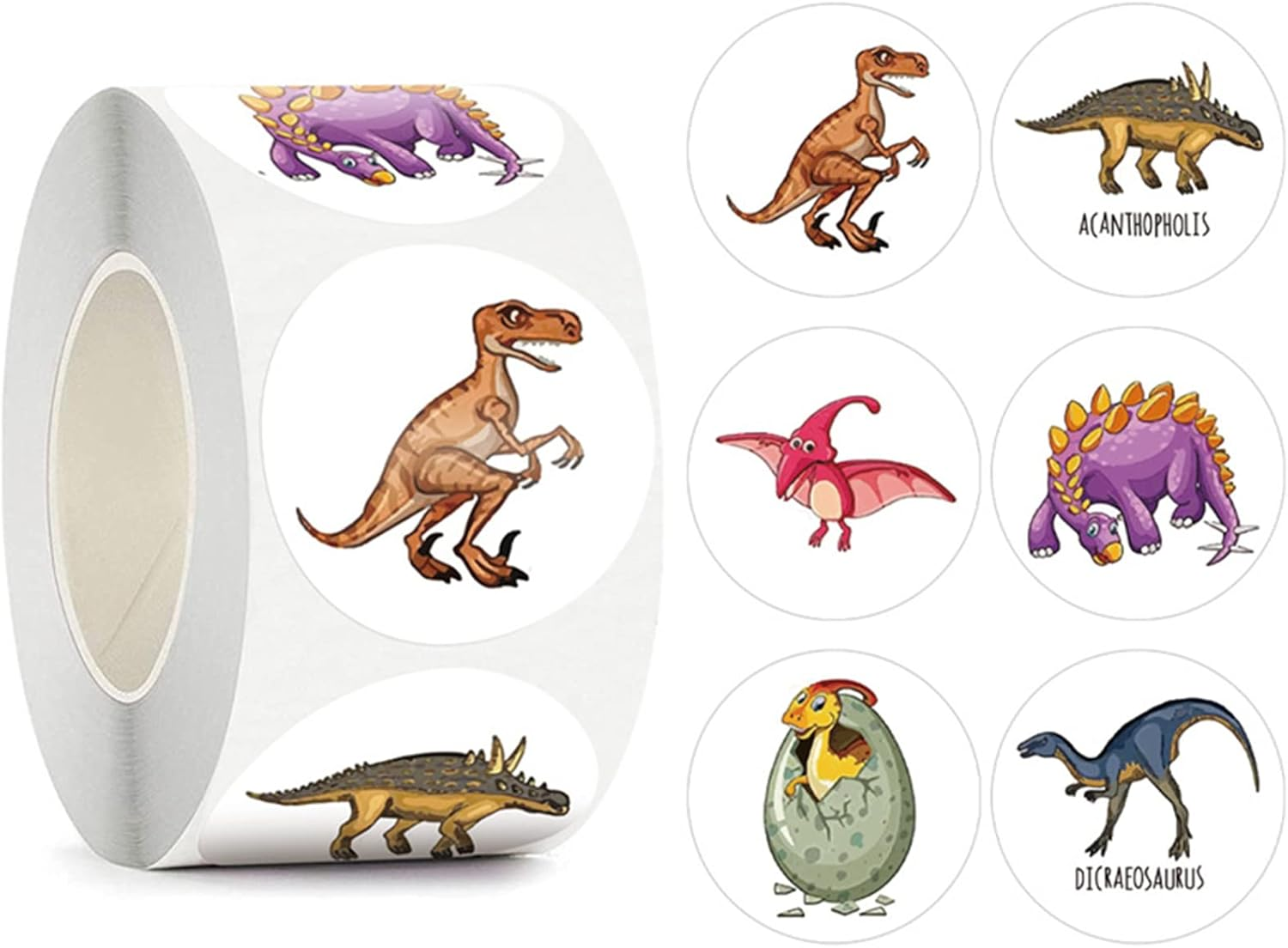 Round Dinosaur Stickers for Kids, Teacher Reward Stickers, School Supplies, Animal Incentive Roll Sticker,School Classroom Must Have Supplies, Motivational Teacher Stickers for Students image number 6