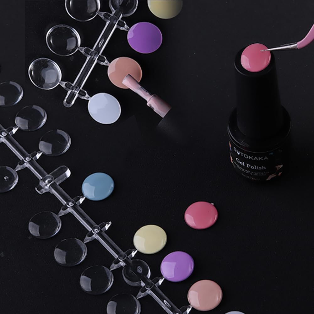 Afzoryxn 120 Pcs Clear Acrylic Fake Nail Display Tips with Adhesive Stickers,Professional Nail Polish Swatches & Salon Training Kit | Reusable for Nail Art Practice, Color Charts, DIY Beginner Display image number 2