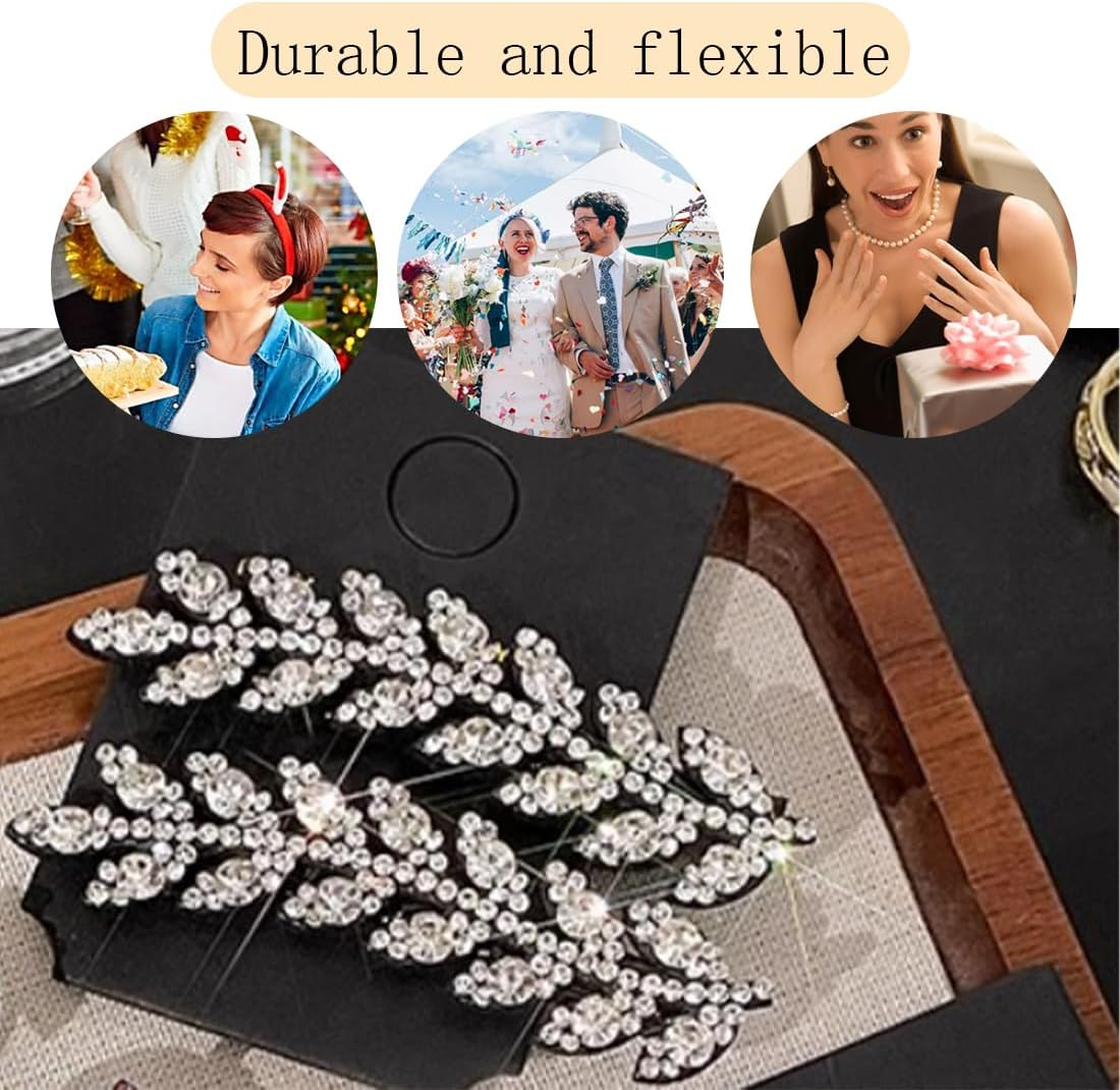 ROKZELT 2 Pieces Elegant Women Hair Clip Wedding Silver Hair Clips Wedding Bridal Leaf Hair Clips with Artificial Crystals image number 1