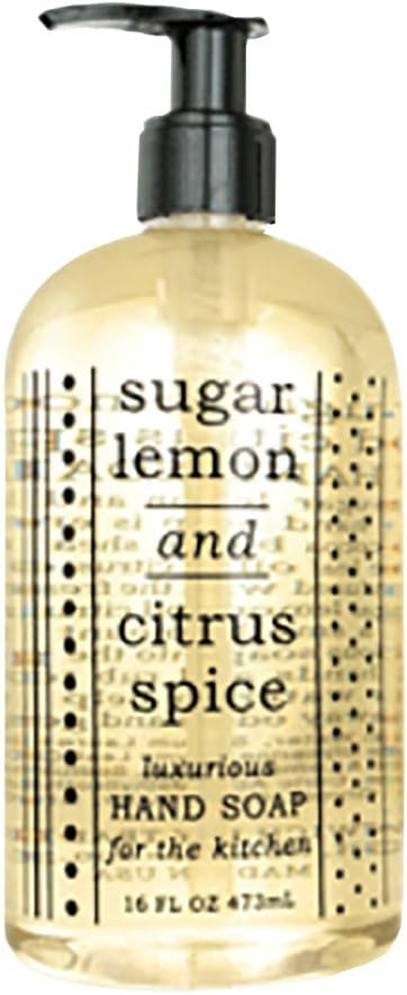 Greenwich Bay SUGAR LEMON CITRUS SPICE HAND SOAP for the KITCHEN with Shea Butter, Cocoa Butter, Grapefruit and Lemon Extracts to Wash Odors and Germs 16 Oz