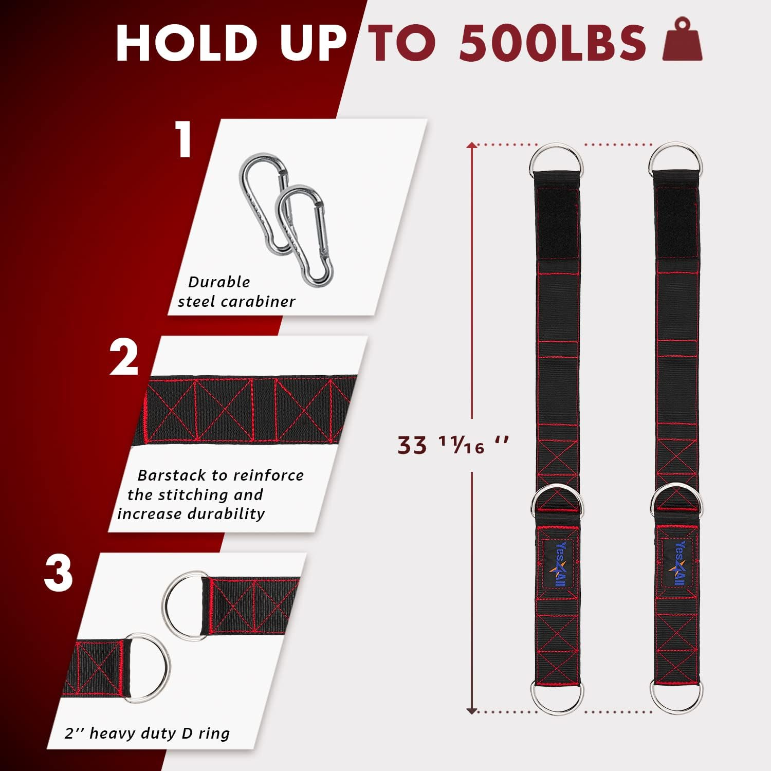 Yes4All Tricep Extension Strap/Adjustable Length and Multifunctional Usage Tricep Pull down Rope/Cable Attachments Straps for Greater Range of Motion/Home Gym Fitness Strap Cable Machine image number 3