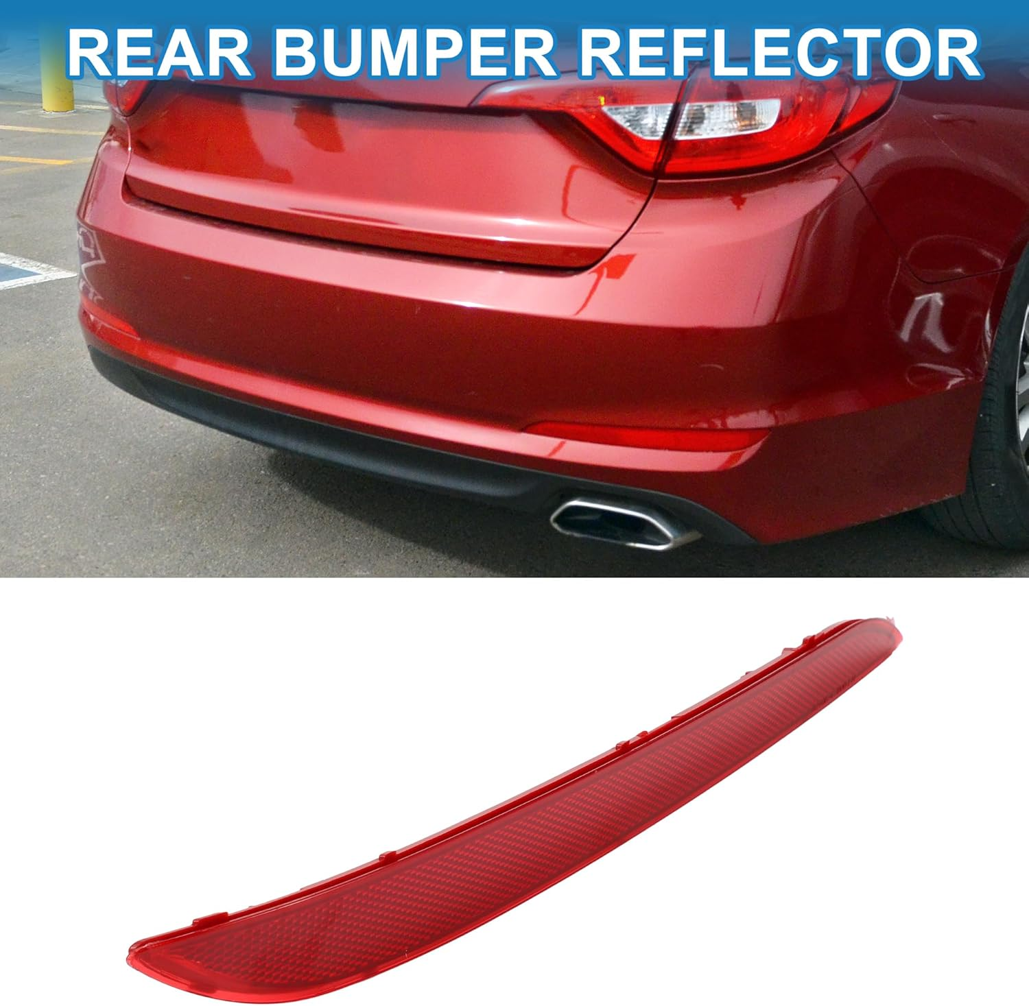 X AUTOHAUX Rear Left Side Bumper Reflector No.92405C1000 Bumper Reflector Side Marker for Hyundai Sonata 2015-2017 Red
