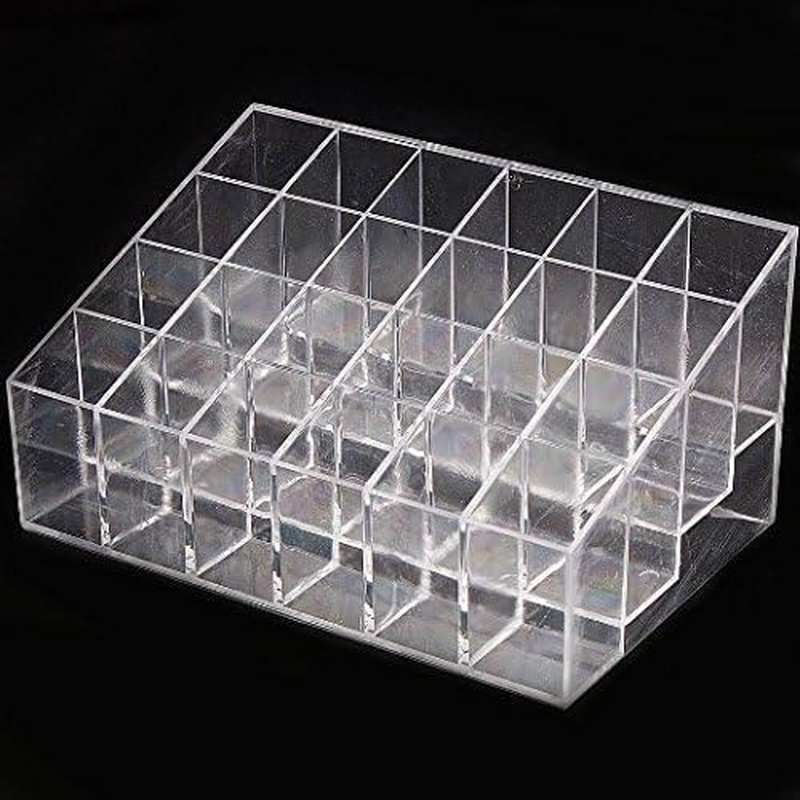 Onwon Transparent Cosmetic Makeup Organizer Clear 24 Lattices Lipsticks Cosmetic Lotion Makeup Organizer Storage Display Holder Stand image number 4