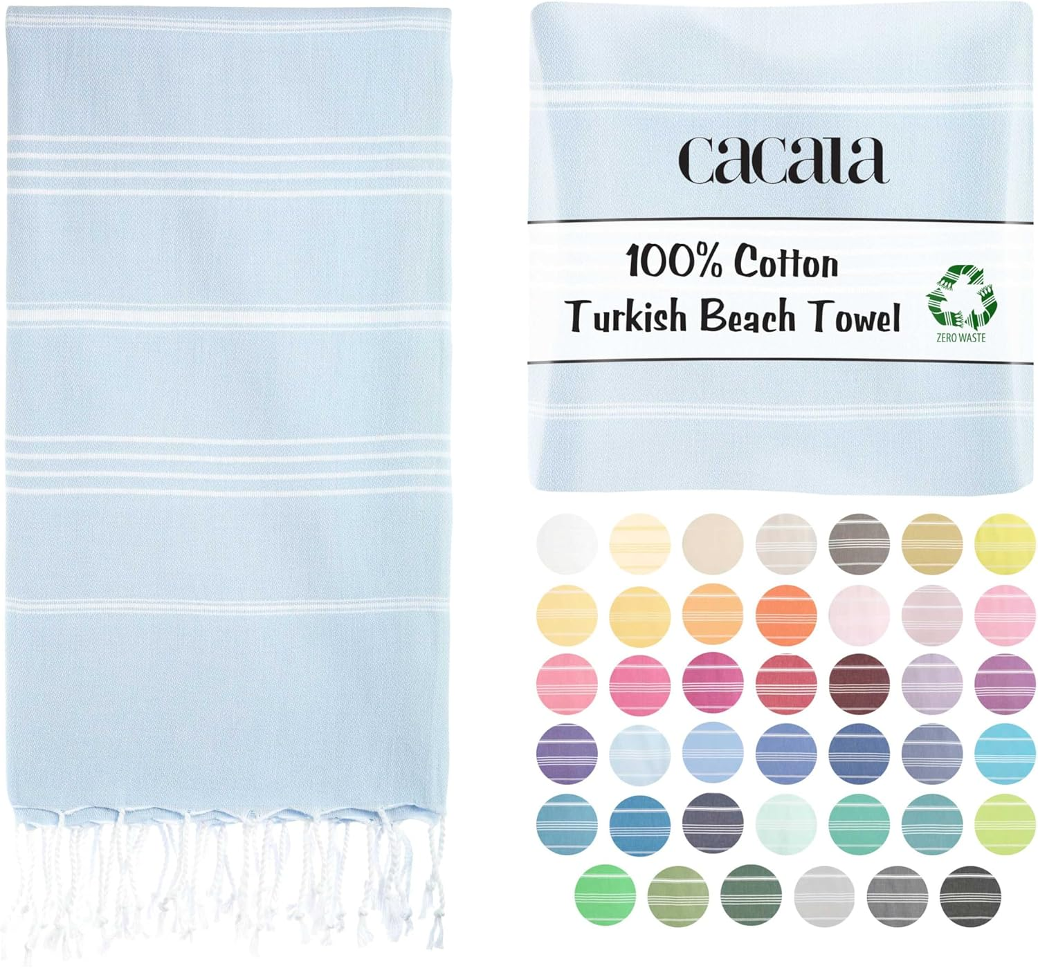 CACALA Pure Series Turkish Bath Towels &ndash; Traditional Peshtemal Design for Bathrooms, Beach, Sauna &ndash; 100% Natural Cotton, Ultra-Soft, Fast-Drying, Absorbent &ndash; Warm, Rich Colors with Stripes