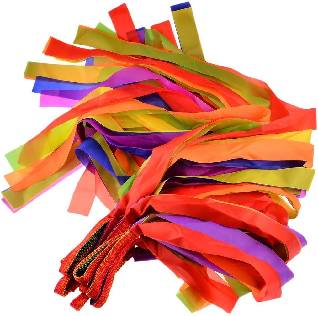 LERTREE 12 Pcs Rainbow Rhythm Ribbon Dance Wand Gymnastics Toys for Kids image number 1