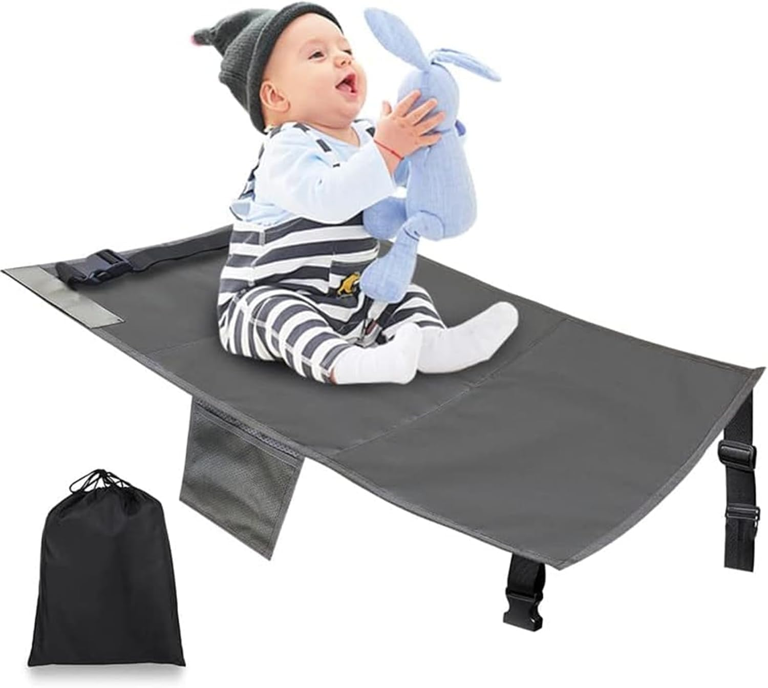 Toddler Airplane Footrest Airplane Seat Extender - Toddlers Portable Foot Rest Travel Bed Airplane Travel Accessories for Kids Hammock for Flights Leg Rest for Kids (Grey) image number 6