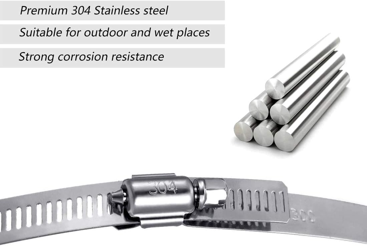 6 Inch Hose Clamps, Pipe Clamps, Adjustable, Hose Pipe Clamps 150 Mm, Adjustable Worm Drive Hose Clamp, 304 Stainless Steel Duct Clamps for Attaching Pipes image number 2