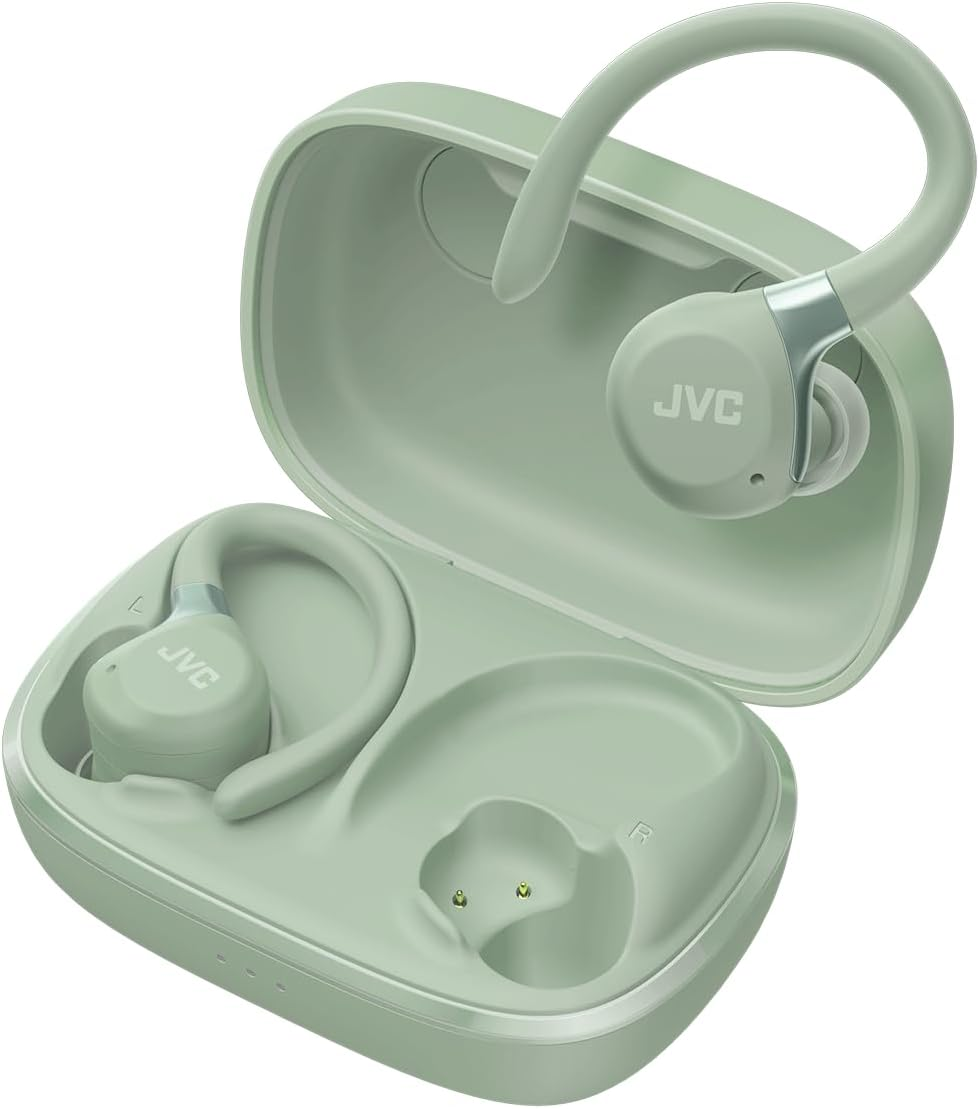 Fitness Series True Wireless Sports Headphones with Adjustable Headphones, Active Noise Cancelling, Ambient Mode, IP57, 40 Hour Battery Life, App EQ, Low Latency, Microphone - JVC HA-EC75T-B Black