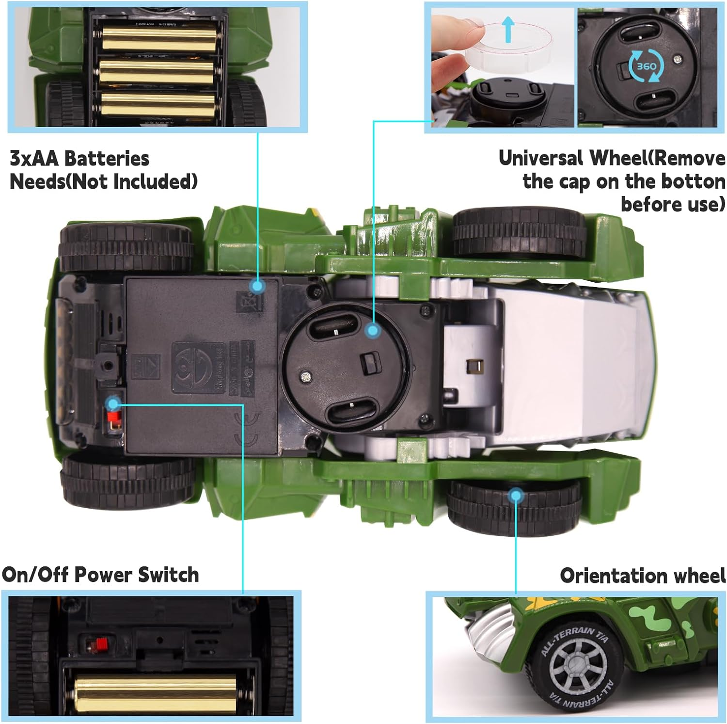 Automatic Mist Spray Dinosaur Car with Music and LED Light, Dino Cars, Deformed Dinosaur Car Toy for Kids 3-5 (Green) image number 3