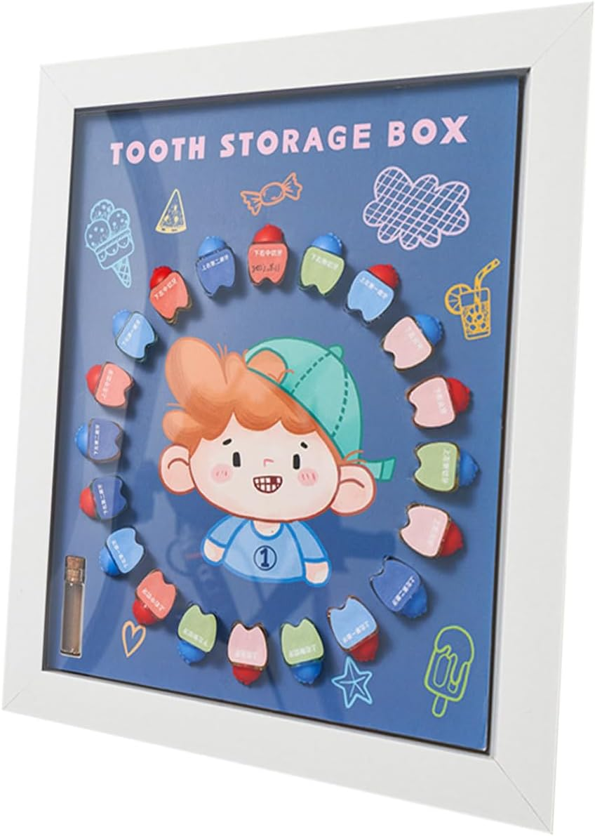 Baby Tooth Saver Box and Keepsake Container for Kids Crystal Case Photo Frame for Storing Deciduous Teeth and Childhood Memories image number 2