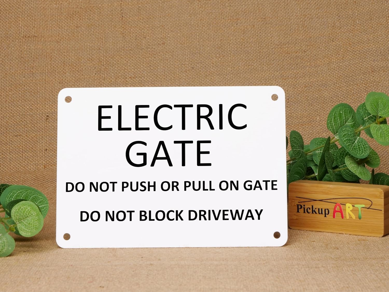 ELECTRIC Gate Do Not Push or Pull Do Not Block Driveway Plaque Gate Sign (Without Self-Adhesive at Back, 14X20CM) image number 1
