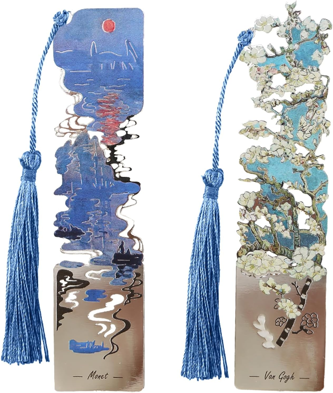 2 PCS Metal Bookmarks with Tassel for Reading Women, Pretty and Beautiful Water Lilies and Sunflowers Design (BKM-046-001) image number 6