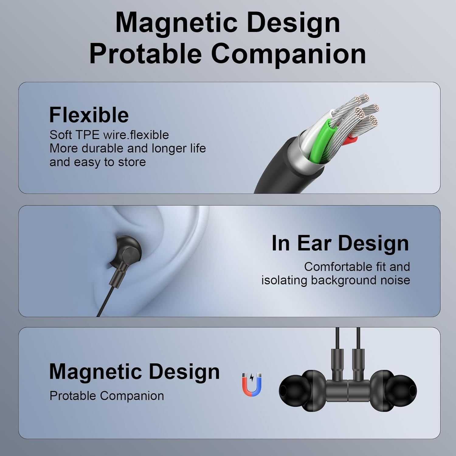 In-Ear Headphones with Cable USB C for Iphone 17 17Pro 16 16E 15 Pro Max Plus, USB C Headphones with Cable Magnetic Headset Type C Earphones for Samsung Galaxy A36 5G A17 A16 A56 A55 S25 Ultra S24 S23 image number 3