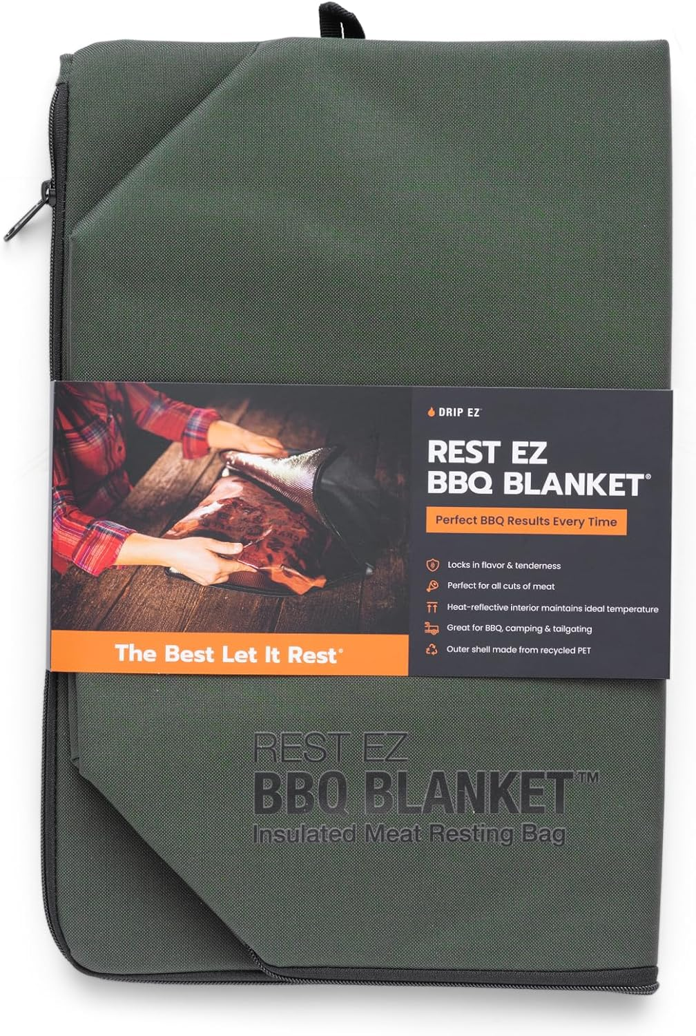 Rest EZ BBQ Blanket&reg; - Insulated Meat Resting Bag for Moisture Retention and Tender BBQ - Heavy-Duty with Wide Mouth Design for Briskets, Pork Shoulders, Steaks - Black