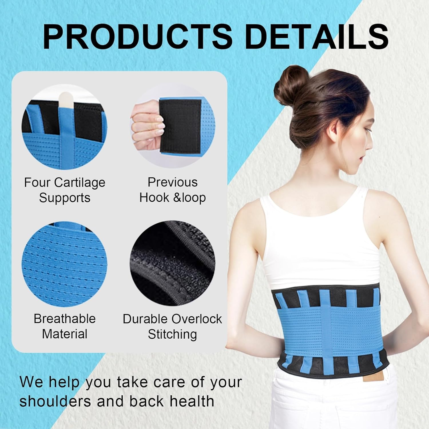 Back Brace for Men and Women,Breathable Back Support Belt,Back Support for Lower Back Pain and Spinal Fractures,Back Braces for Scoliosis Treatment (Pink, XL) image number 4