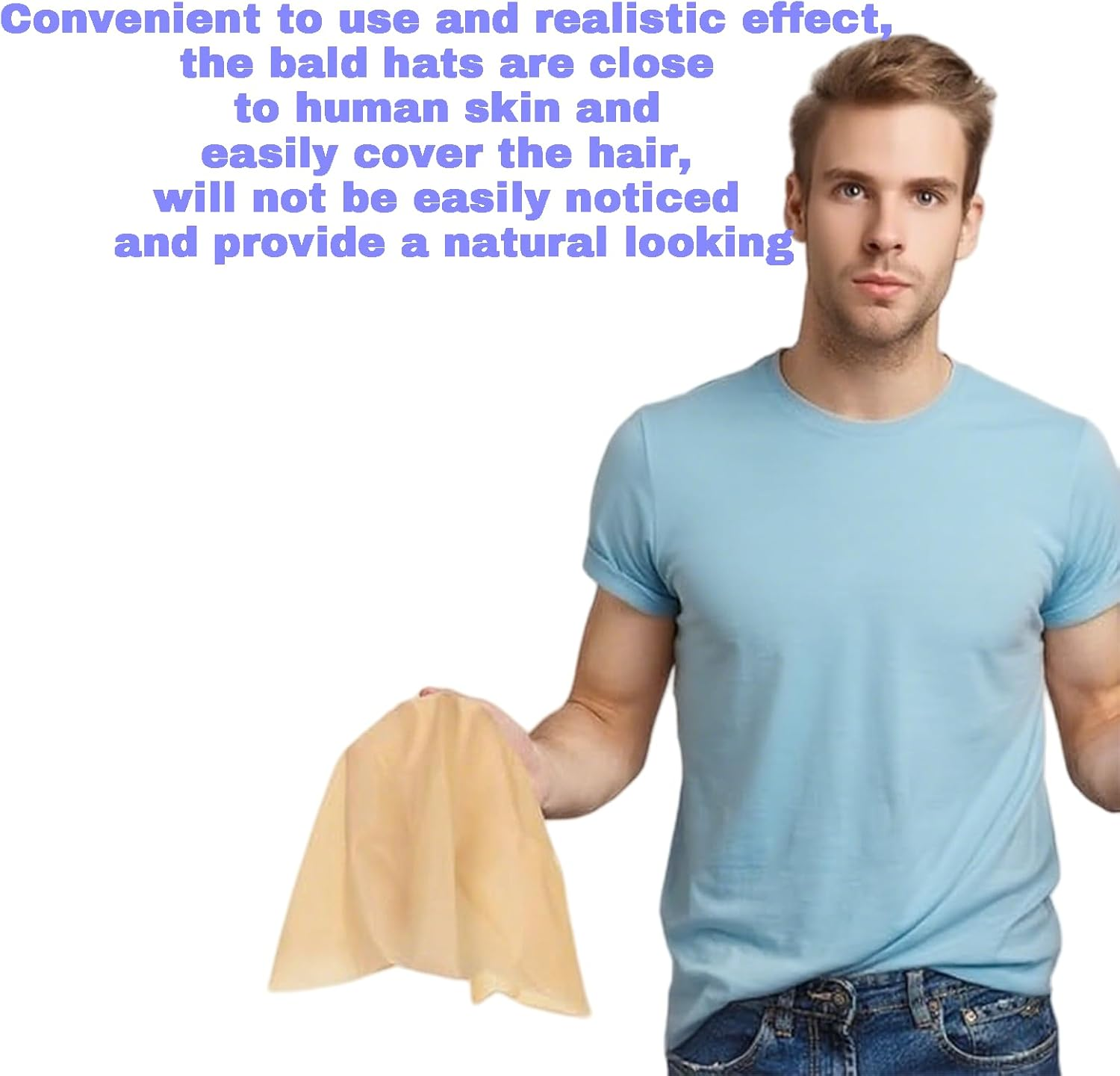 Bald Cap, Latex Bald Cap Pitbull Cosplay for Adults & Kids &ndash; Thick Elastic Fake Scalp Wig Hat for Halloween Costume Makeup, Smooth Nude Head Cover image number 1