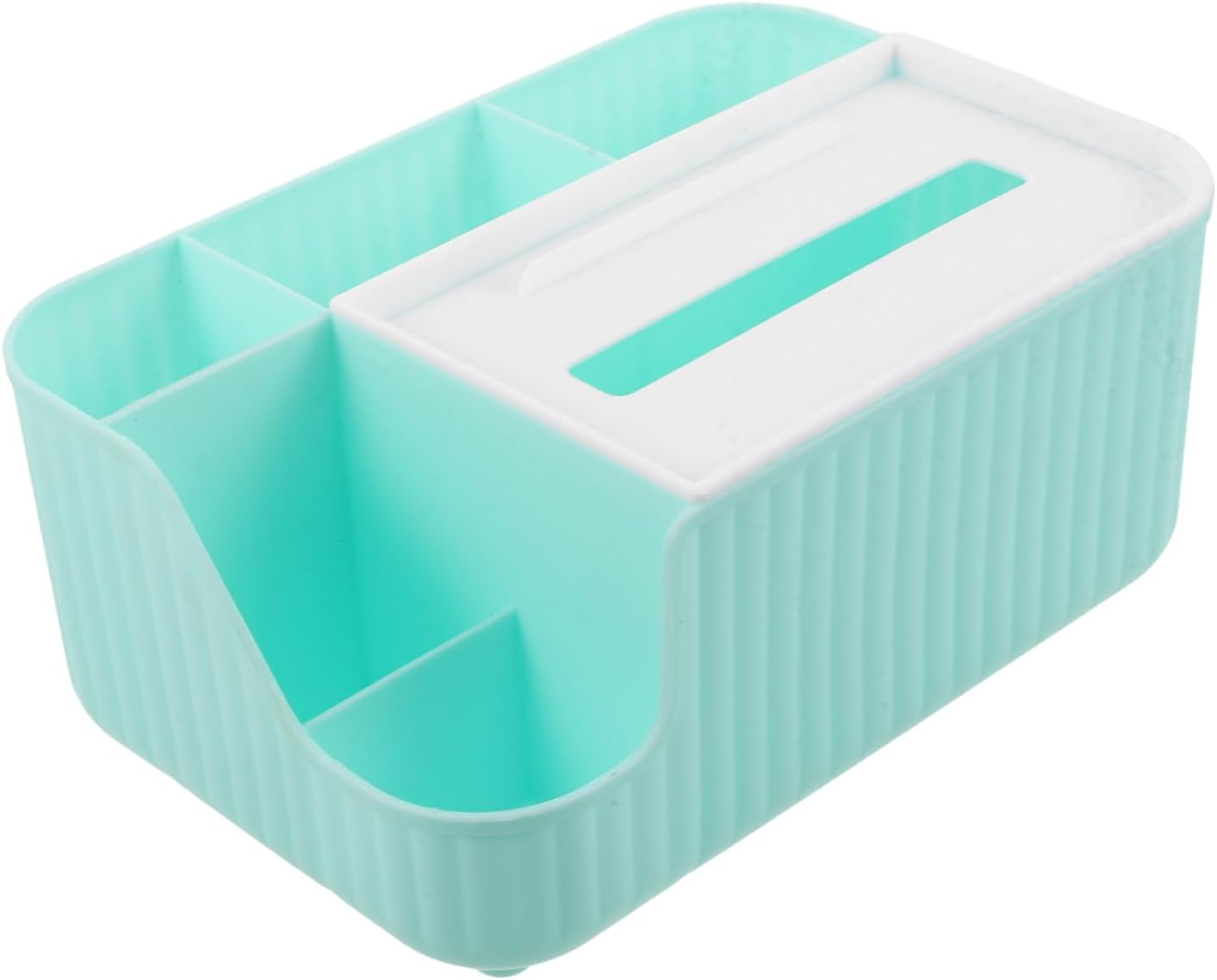 TIDTALEO Multifunctional Tissue Box Storage Napkin Holder for Table Plastic Organizer Compartment for Pens Remote Glasses and Notepads image number 2