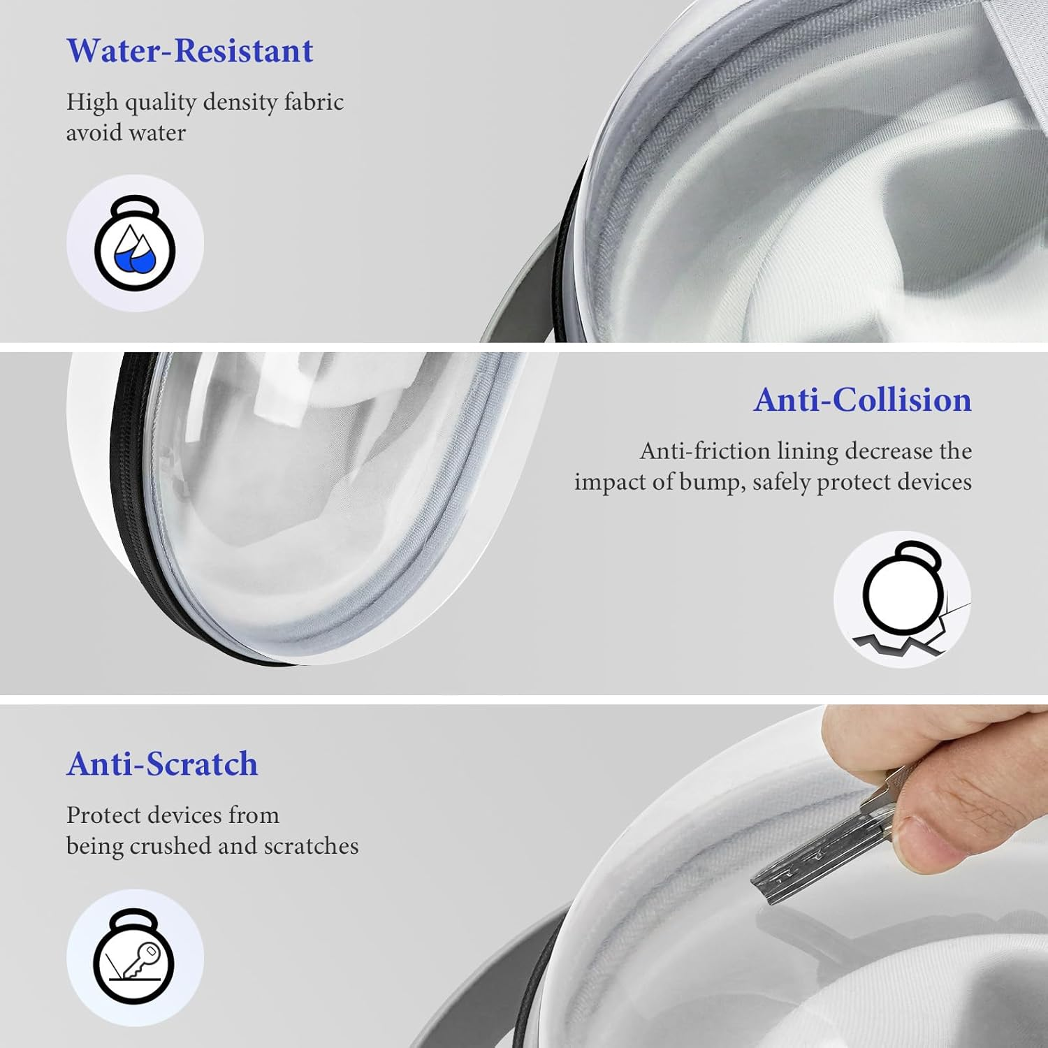 Geekria Shield Hard Carrying Case Compatible with APPL Vision Pro, Portable Bag Protect VR Device and Accessories, Drop and Scratch Proof Compact Travel Case for Vision Pro (Clear) - Clear image number 6