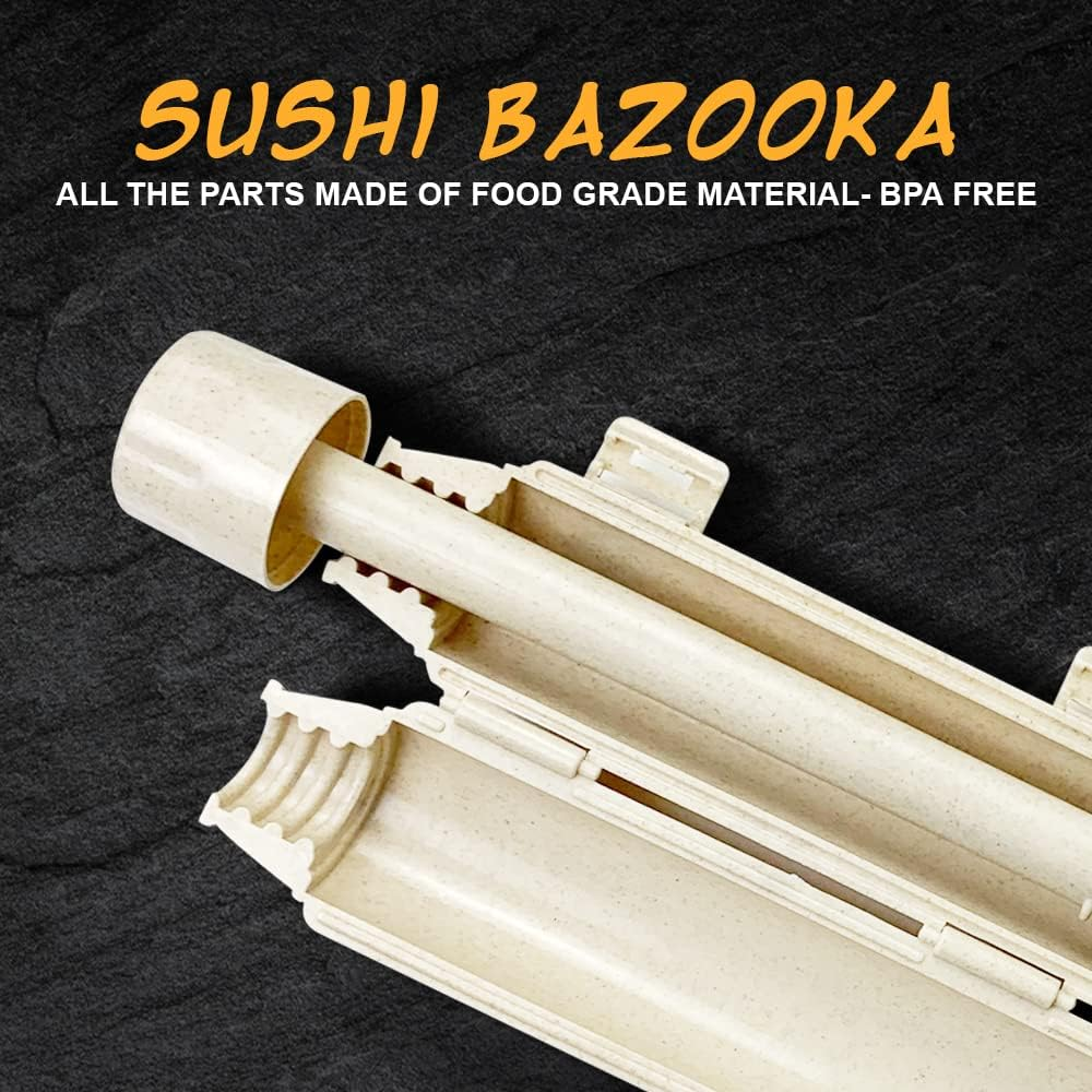 DIY Sushi Making Kit for Beginners, Simple Home Sushi Maker Tools Set - 22 in 1 Sushi Bazooka Roller Kit with Chef&rsquo;S Knife, Bamboo Mats, Bazooka Roller, Rice Mold, Sushi Mats, Rice Paddle image number 3