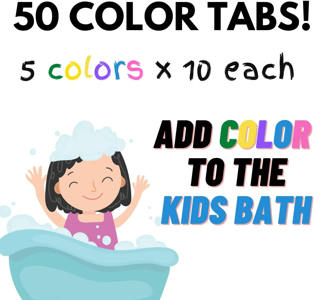 50 Bath Colour Drops with 5 Colours for Baby Bath - Safe, Non Toxic and Great Fun for Kids Bath, Fragrance Free and Stainless Baby Bath Products, No Bright Colours and No Stains Left on the Baby Bath Tub image number 2