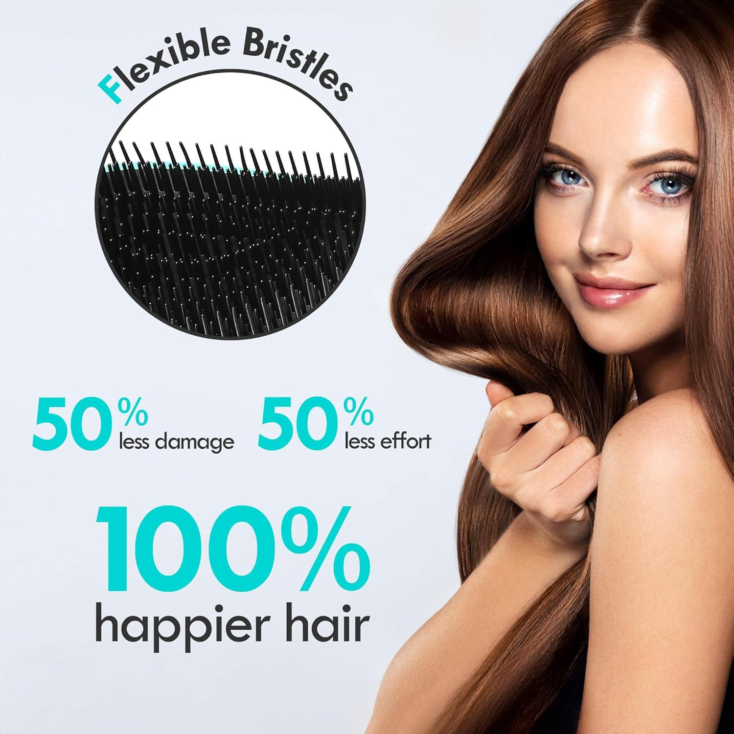 Aussumy Detangling Hair Brush Set - 2 Pack Detangler Hairbrush with Ultra Soft Bristles for Effortless Tangle Removal - for Dry Wet Damaged Curly Hair for Men Women Girls Boys Kids - Black & Green - Green+Pink image number 6