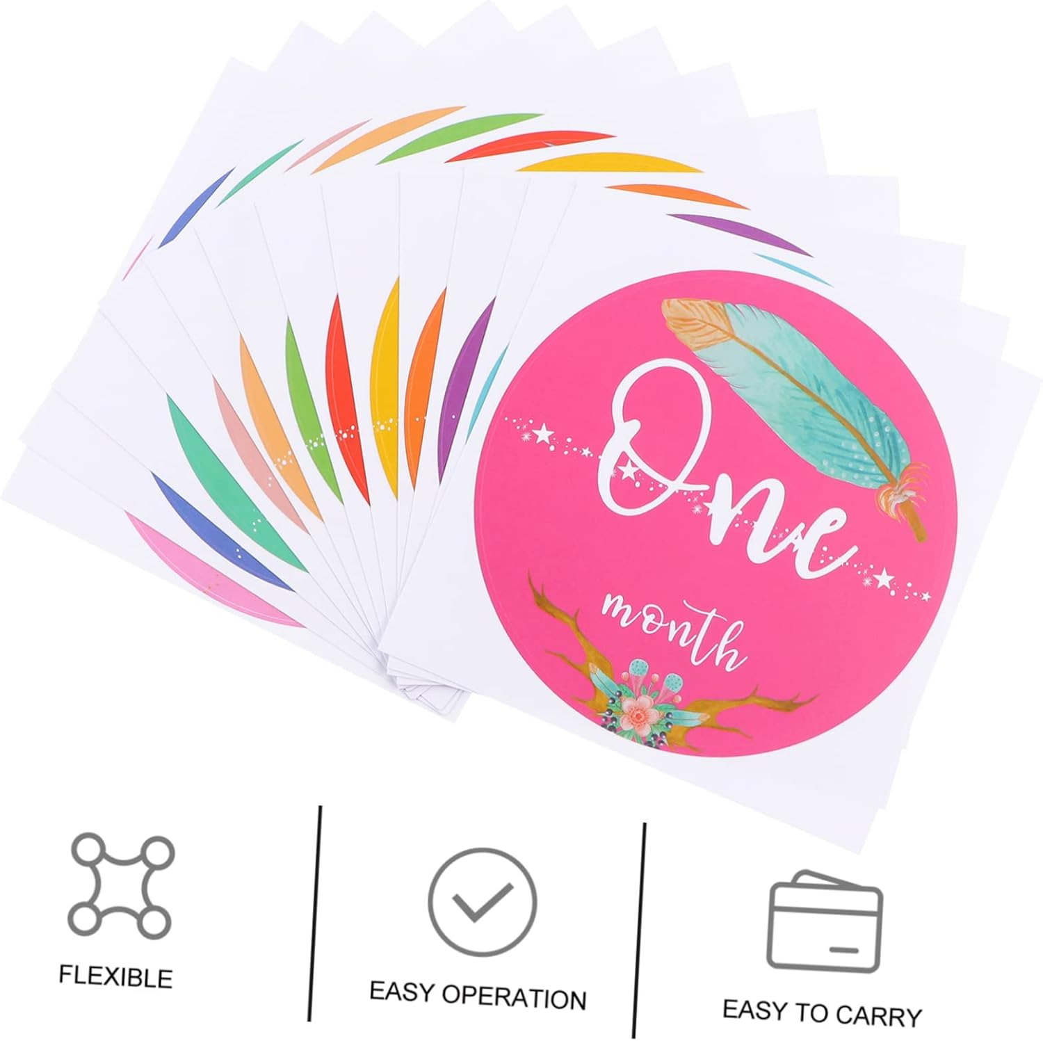 LABRIMP Milestone Stickers for Newborns Lovely Pattern Photo Props for Boys and Monthly Growth Commemoration for First Year for Photography and Scrapbooking Keepsake image number 1