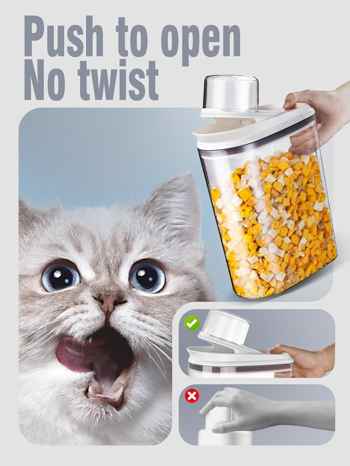 Airtight Dog Food Storage Container with Handle,Dog Treat Container with Measuring Cup,Dry Pet Food Storage Bin for Dogs,Cats,And Birds (3.5L) image number 2