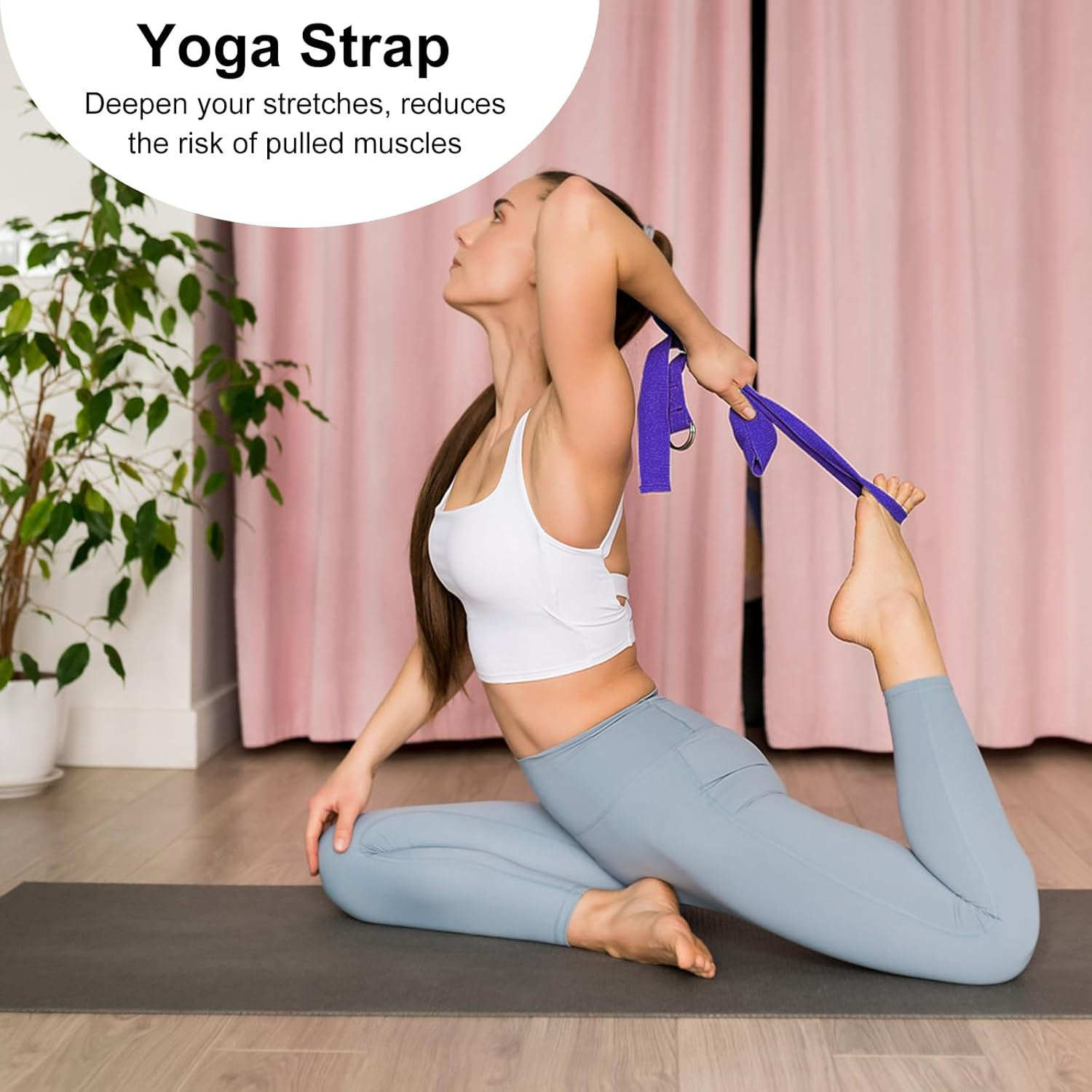 2 Yoga Block and Yoga Strap Set, FHDUSRYO High Density EVA Foam Blocks, Non-Slip Yoga Bricks with 6Ft Strap, Supportive Latex-Free Yoga Block Kit to Improve Balance and Flexibility image number 2