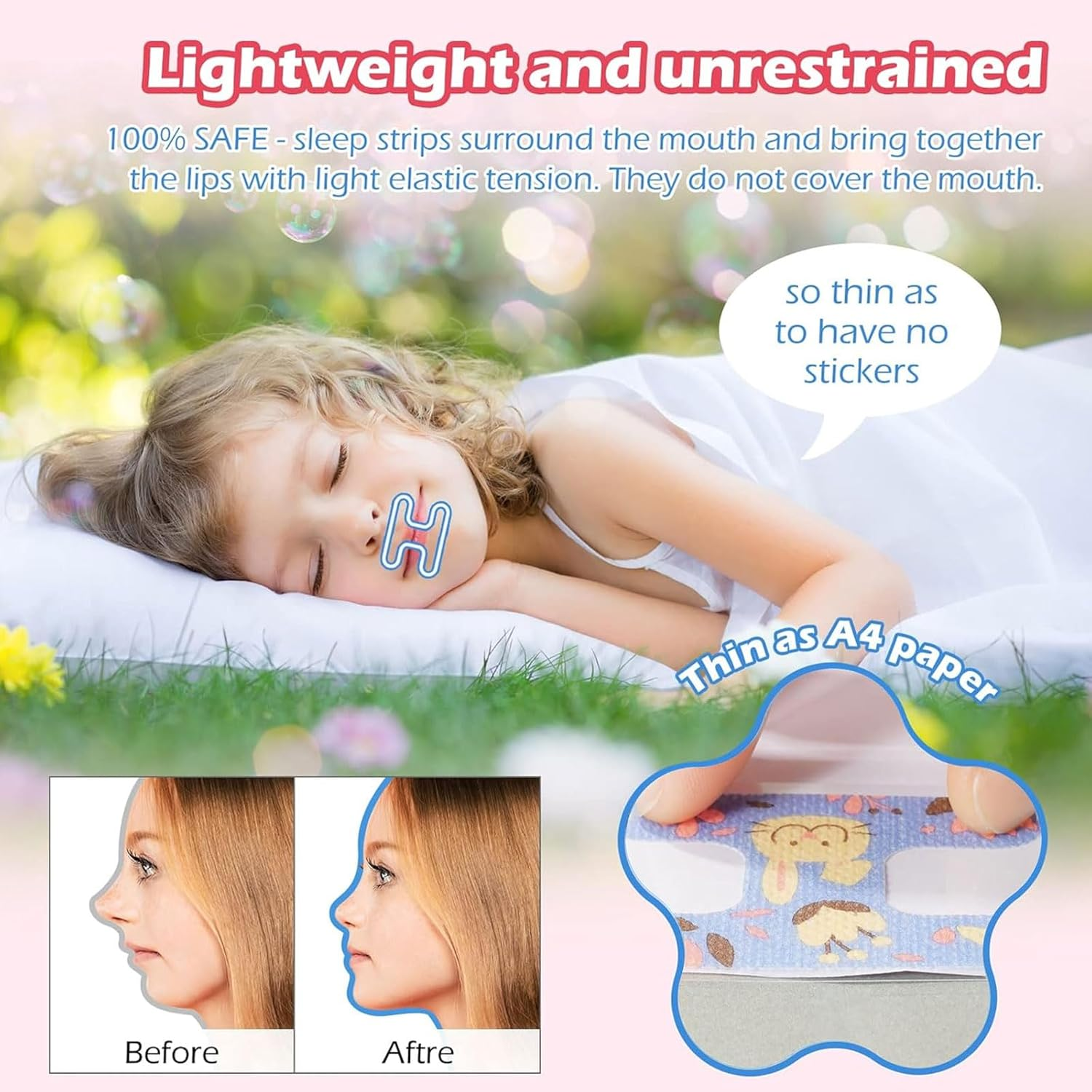 90 Pcs Sleep Strips,Mouth Tape for Sleeping,Stop Snoring Mouth Tape for Mouth Breathing and Loud Snoring, anti Snoring Devices for Children and Adult image number 2