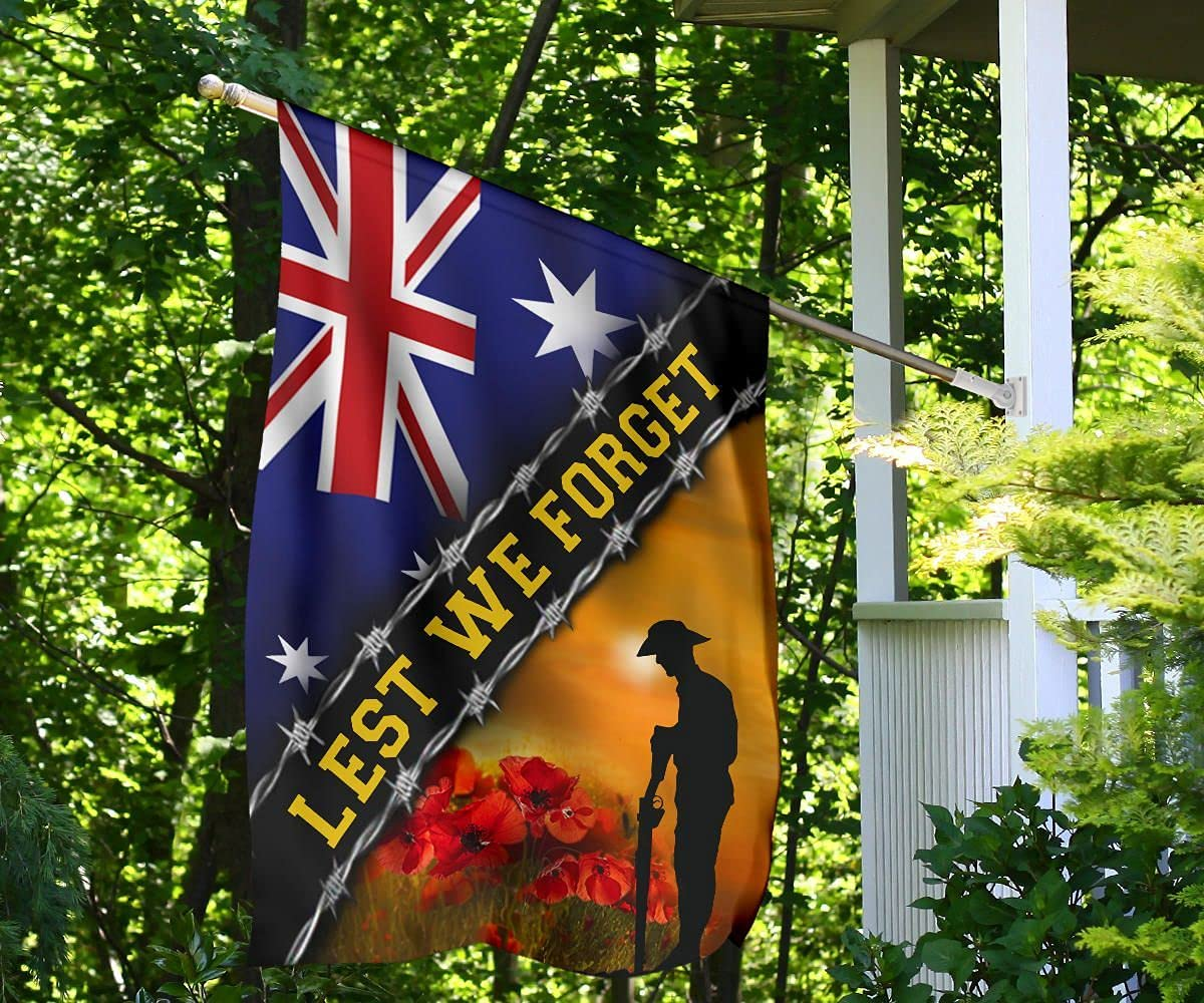 Lest We Forget Australia Flag Remembrance Anzac Day Honor Australian Veterans Flag Memorial Double Sided House Decor Flags Welcome Yard Flags image number 2