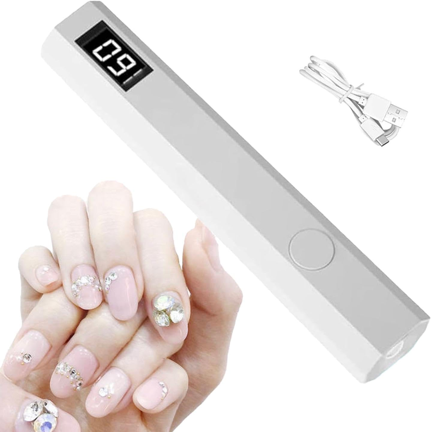 Nail Lamp - Small Nail Lamp, UV Light for Gel Nails | U V LED Hand Held Nail Lamp with Stand, Portable Nail Dryer USB Rechargeable Cordless Nail Light with 2 Timers - Blue image number 5