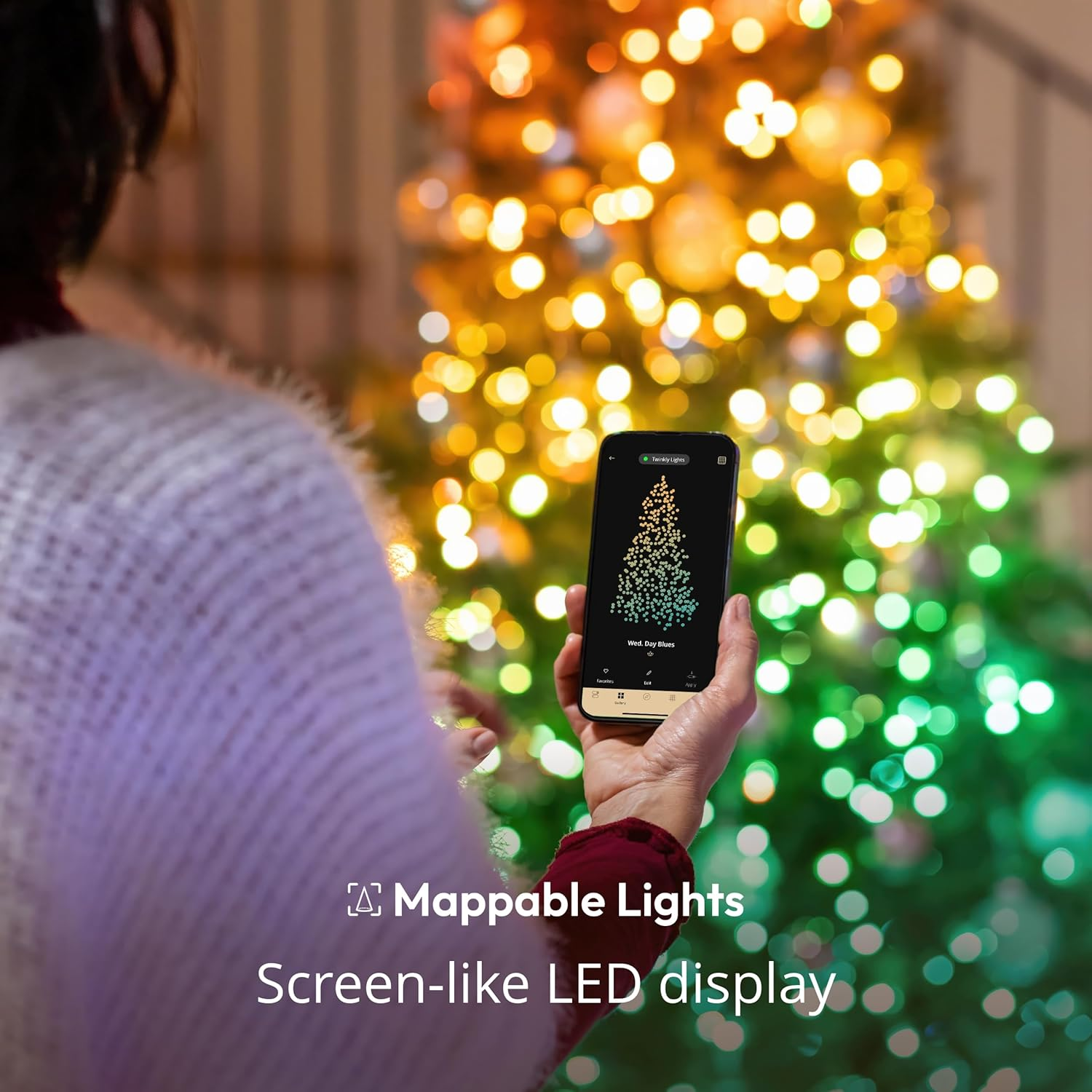 Twinkly 100L 8MM Candle Shape RGB Lens Light String, 6Cm Lamp Spacing, Transparent Wire, Bt+Wifi, IP20 - USB-C Powered image number 4