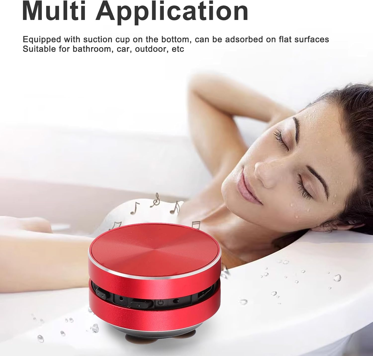 Dpofirs Wireless Bone Conduction Speaker, Bluetooth Mini Speaker Bone Conduction Portable Wireless Speakers for Home, Outdoor, Travel, and Party Use, with Suction Cup (Red) - Black image number 3