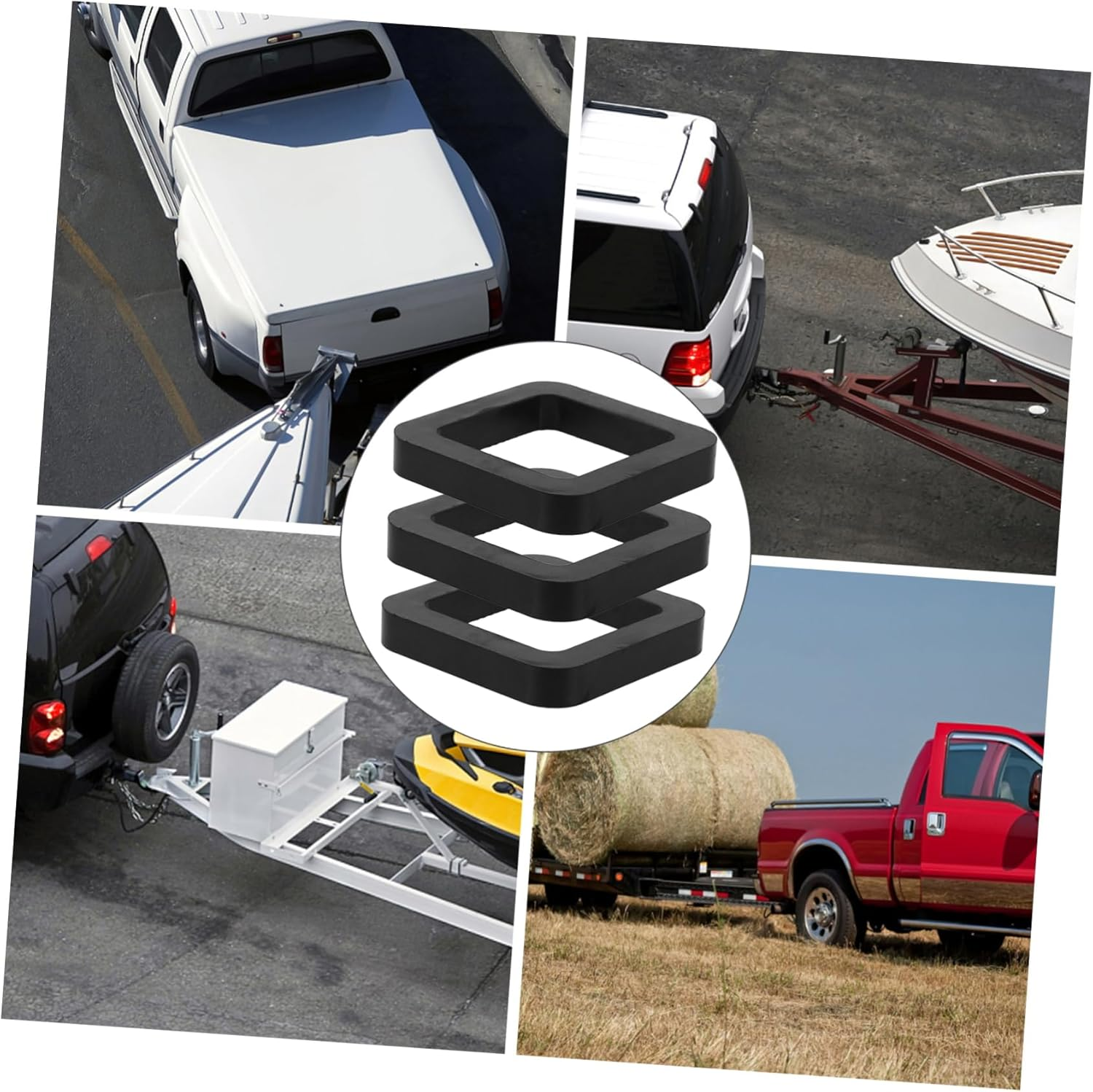 ULTECHNOVO 3Pcs Hitch Rattle Stopper Trailer Cushion Pad 2 Inch Noise Absorbing Rubber Buffer for Reducing Trailer Rattle Compatible Towing Hitches image number 3