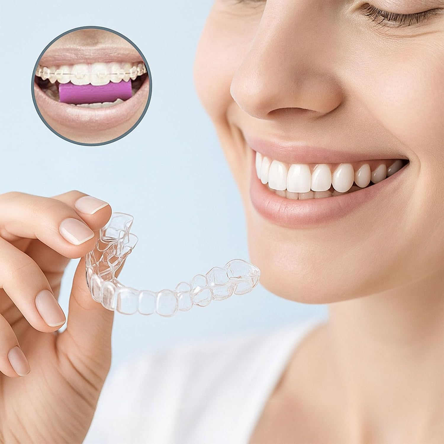 Aligner Chewies for Invisalign Trays, Soft Silicone Chewies for Teeth Aligners, Retainer Bite Blocks, 15 Pieces(5 Box), SZTTY